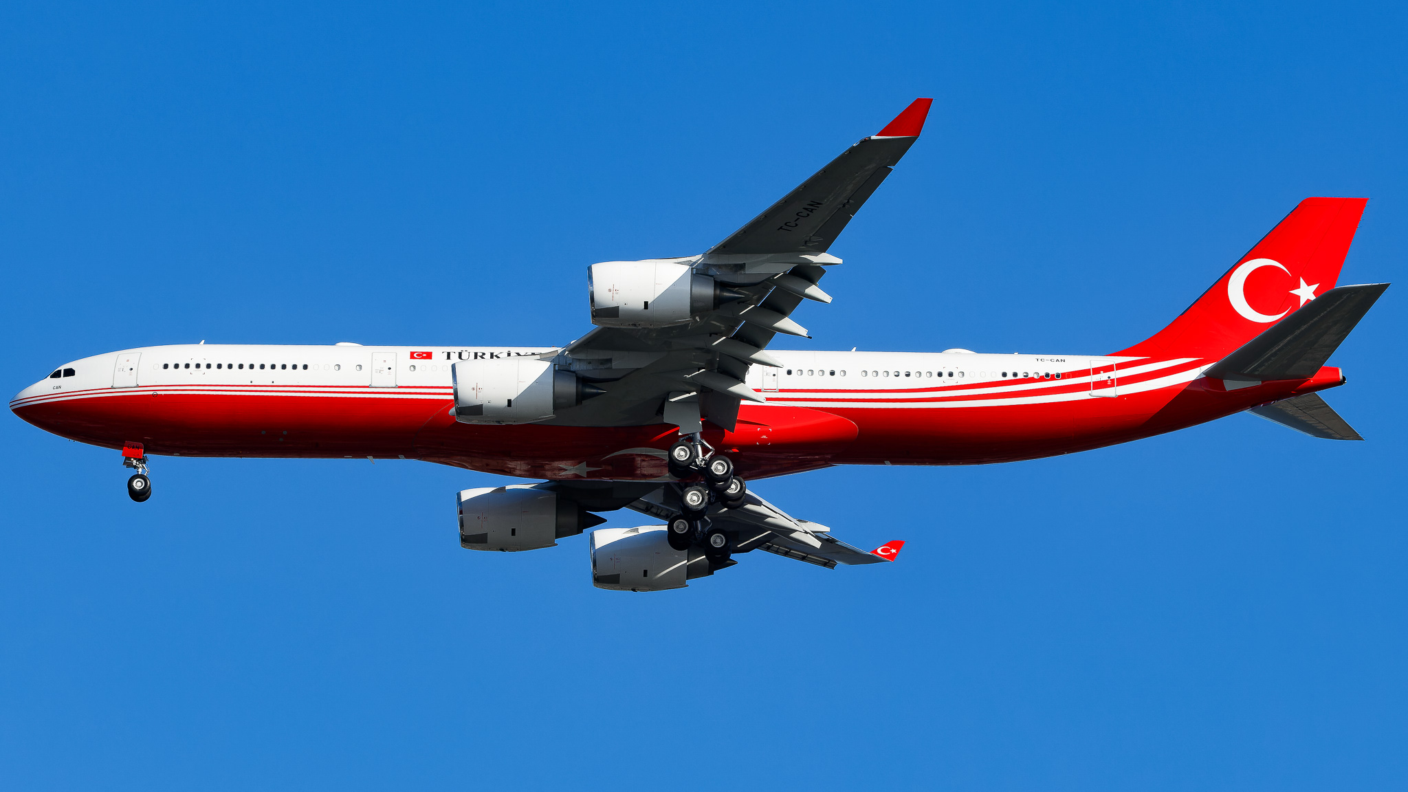Full size: Turkish Government Airbus A340-500 TC-CAN at John F. Kennedy International Airport