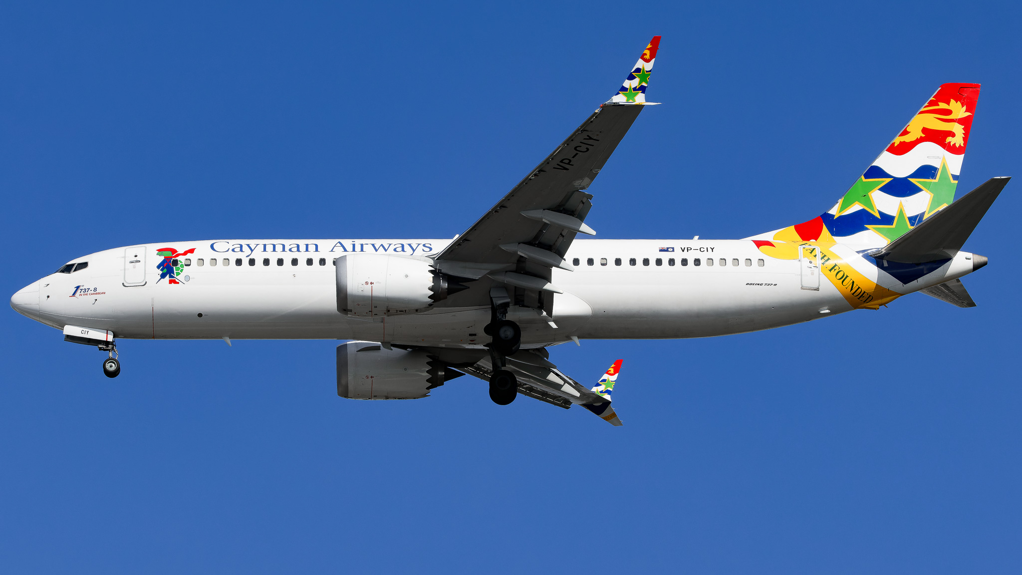 Full size: Cayman Airways Boeing 737 MAX 8 VP-CIY at Tampa International Airport