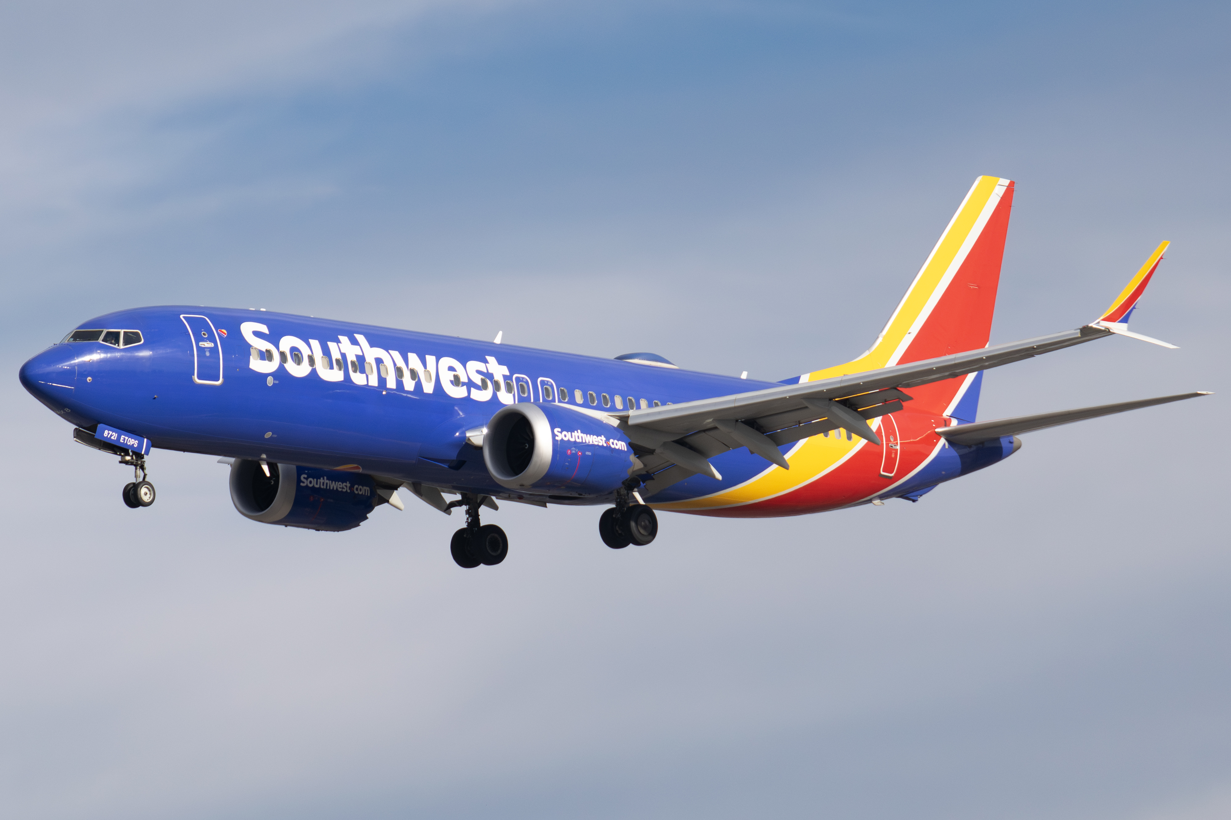 Full size: Southwest Airlines Boeing 737 MAX 8 N8721J at Norman Y Mineta San Jose International Airport