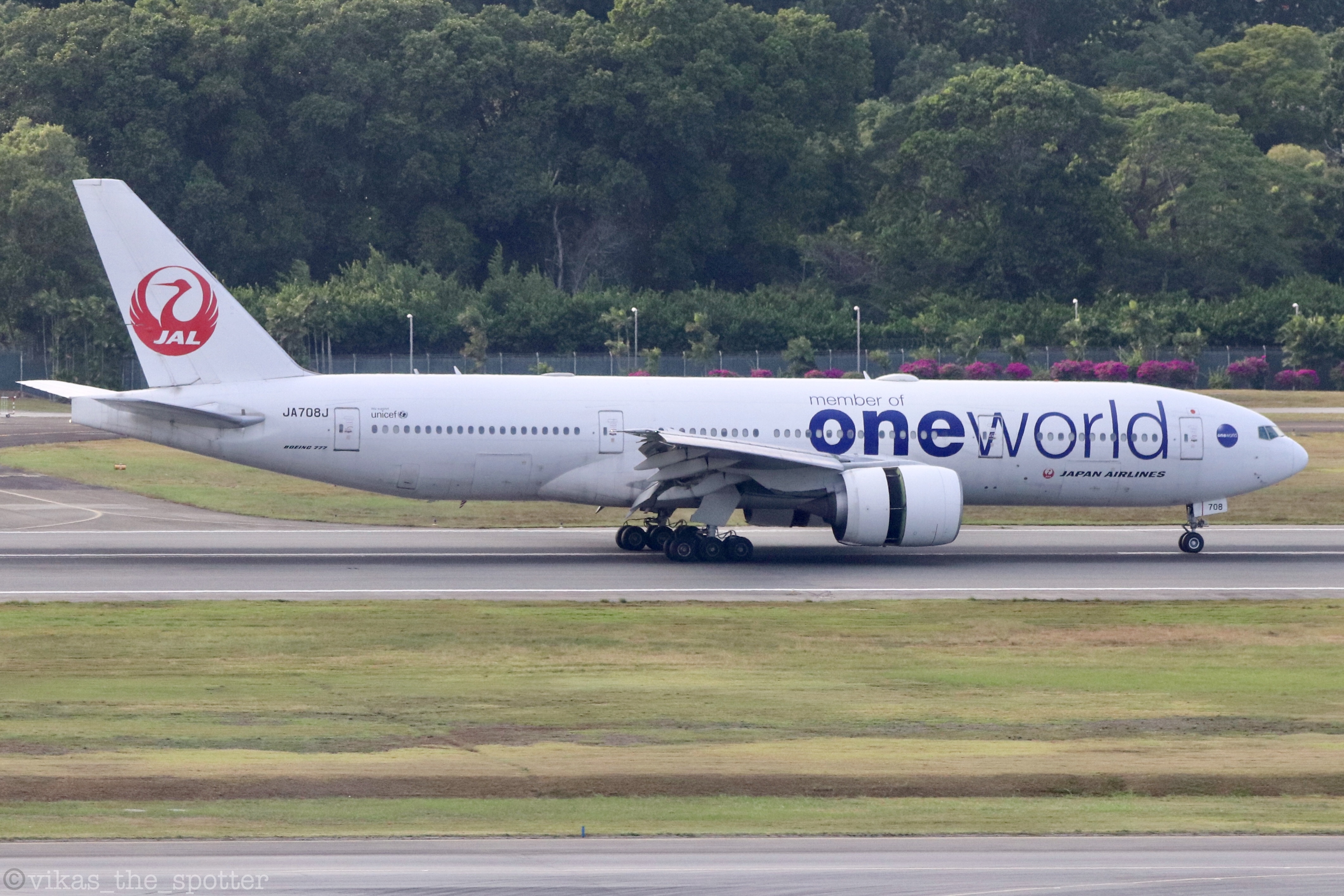Full size: JAPAN AIRLINES Boeing 777-200 JA708J at Singapore-Changi Airport