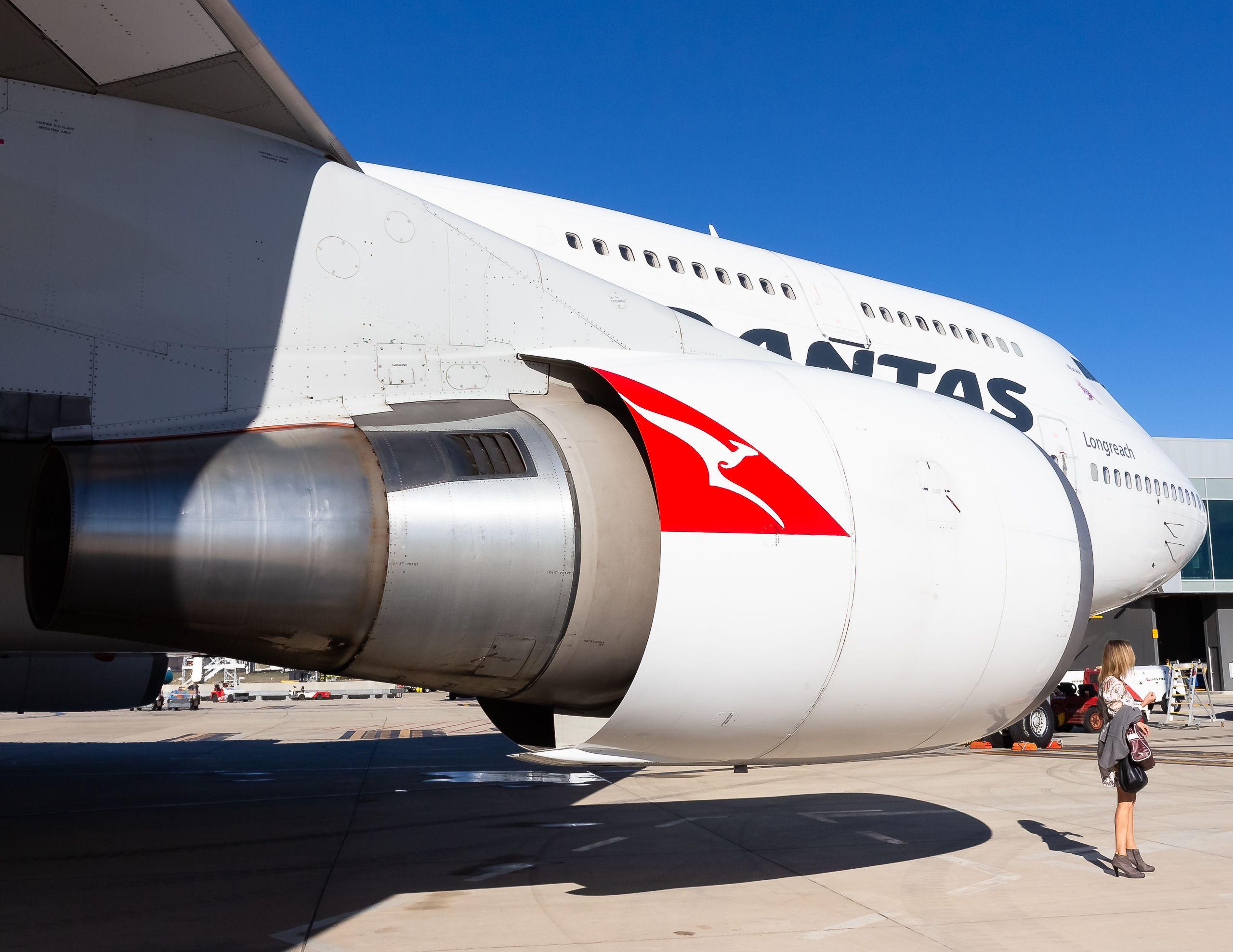 Full size: Qantas Airways  Boeing 747-400ER VH-OEJ at Canberra International Airport