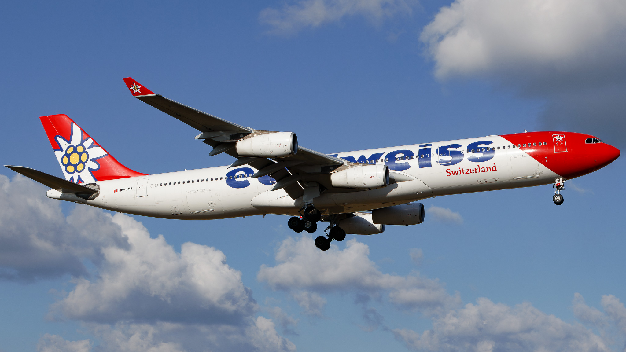 Full size: Edelweiss Air Airbus A340-300 HB-JME at Tampa International Airport