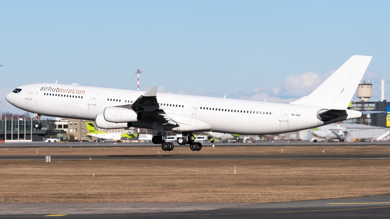 Full size: Airhub Airlines Airbus A340-300 9H-HOP at Riga International Airport