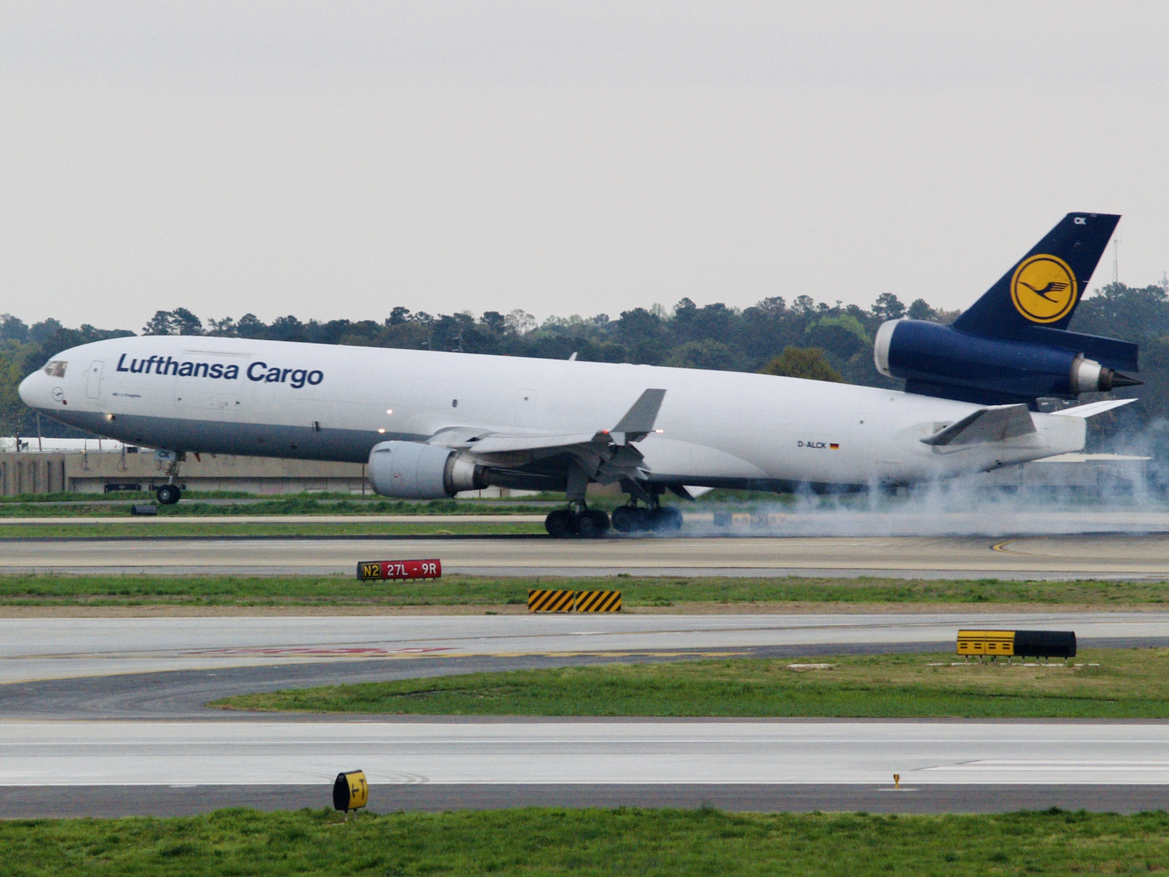 Full size: Lufthansa Cargo McDonnel Douglass MD11F D-ALCK at Hartsfield-Jackson Atlanta International Airport
