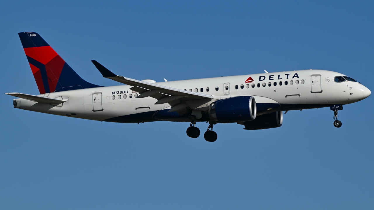 Full size: Delta Airlines  Airbus A220-100 N128DU at Dallas-Fort Worth International Airport