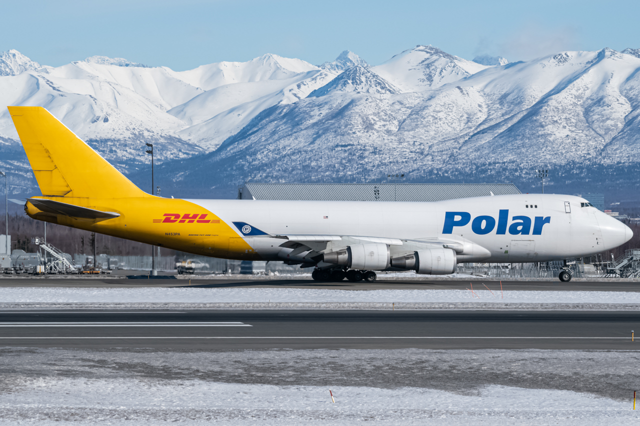 Full size: Polar Air Boeing 747-400F N453PA at Anchorage Ted Stevens International Airport