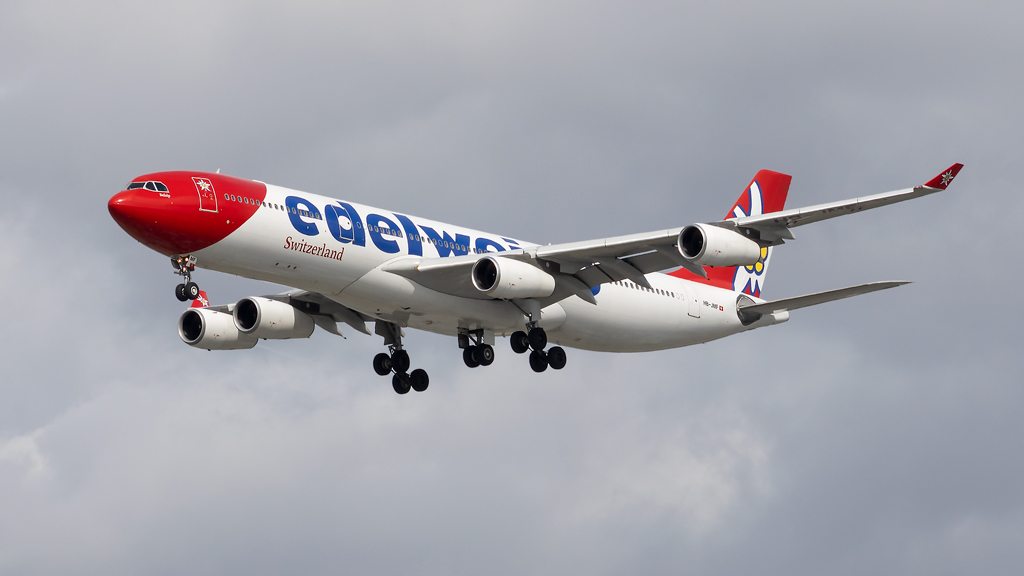 Full size: Edelweiss Air Airbus A340-300 HB-JMF at Vancouver International Airport