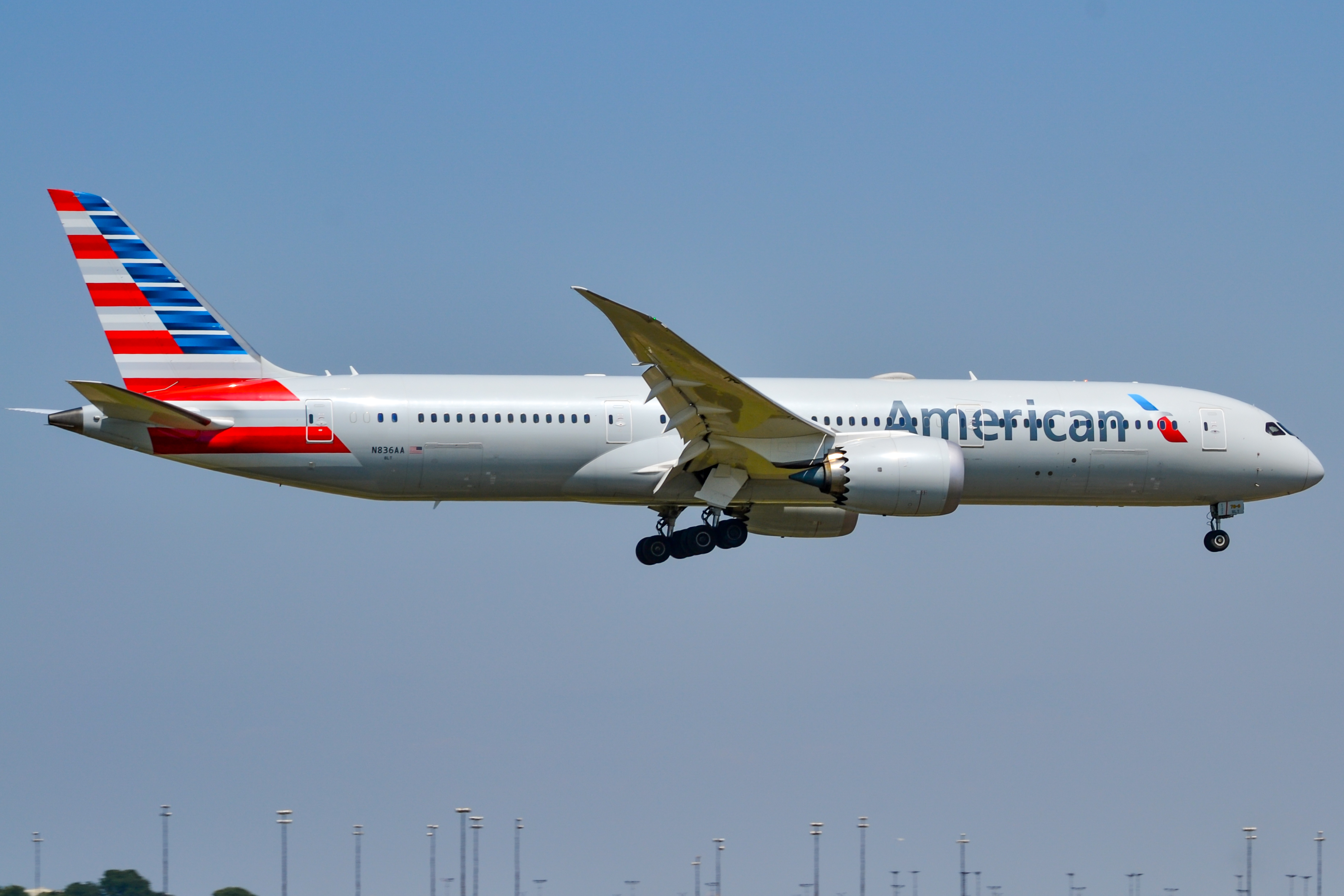 Full size: American Airlines Boeing 787-9 N836AA at Dallas-Fort Worth International Airport