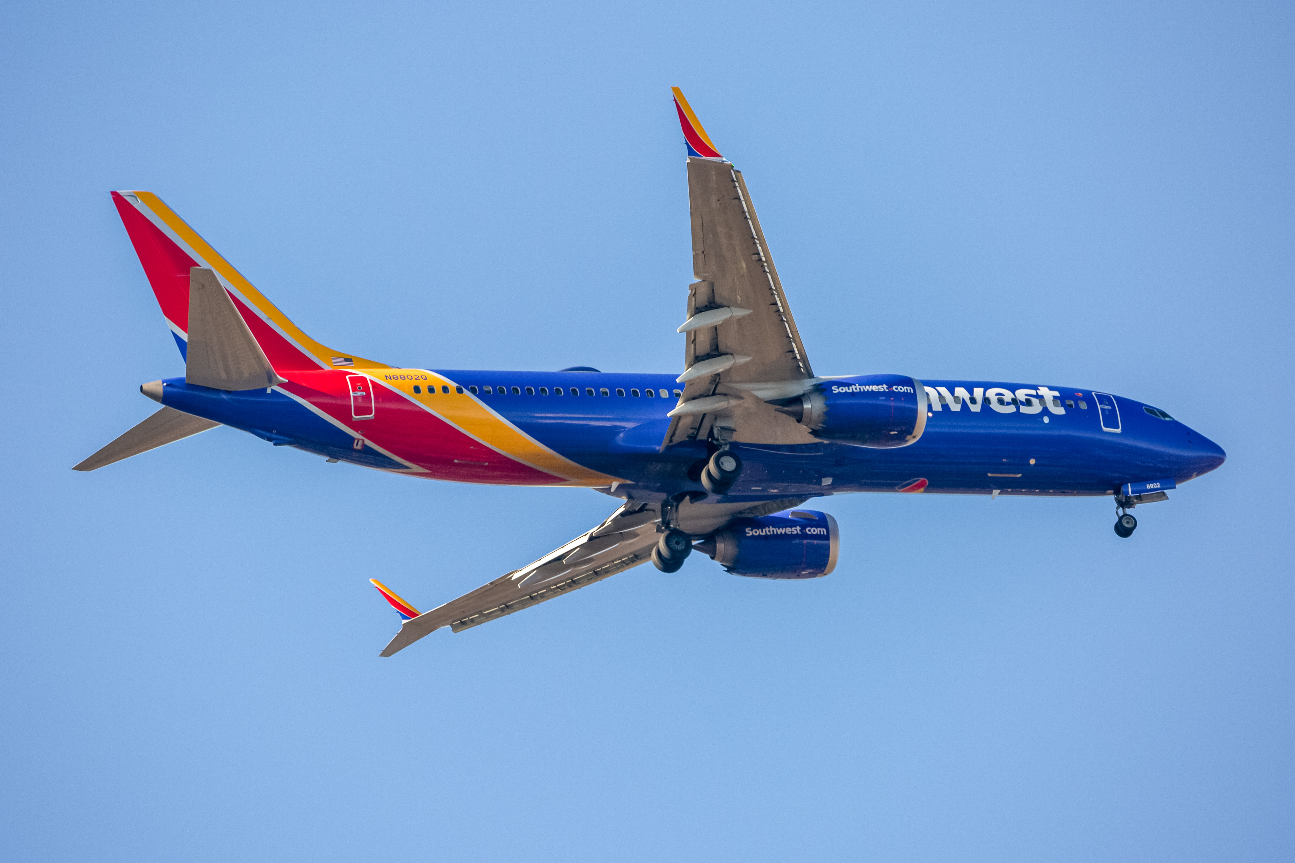 Full size: Southwest Airlines Boeing 737 MAX 8 N8802Q at Baltimore/Washington International Thurgood Marshall Airport