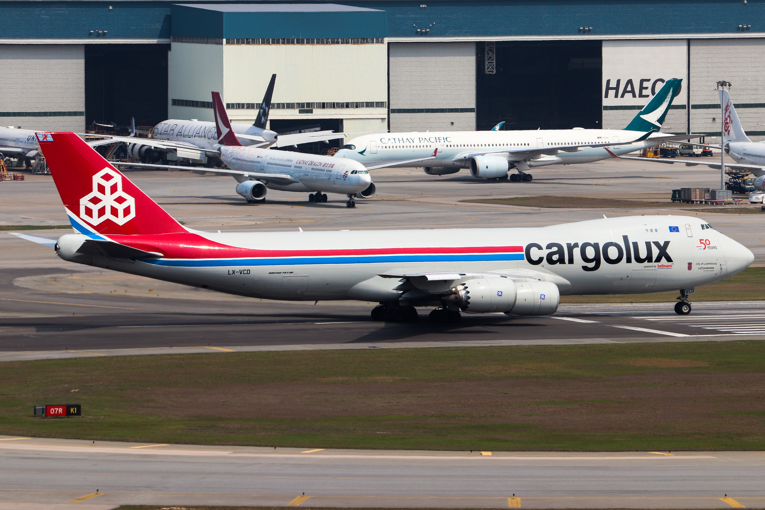 Full size: CargoLux Boeing 747-8F LX-VCD at Hong Kong International Airport