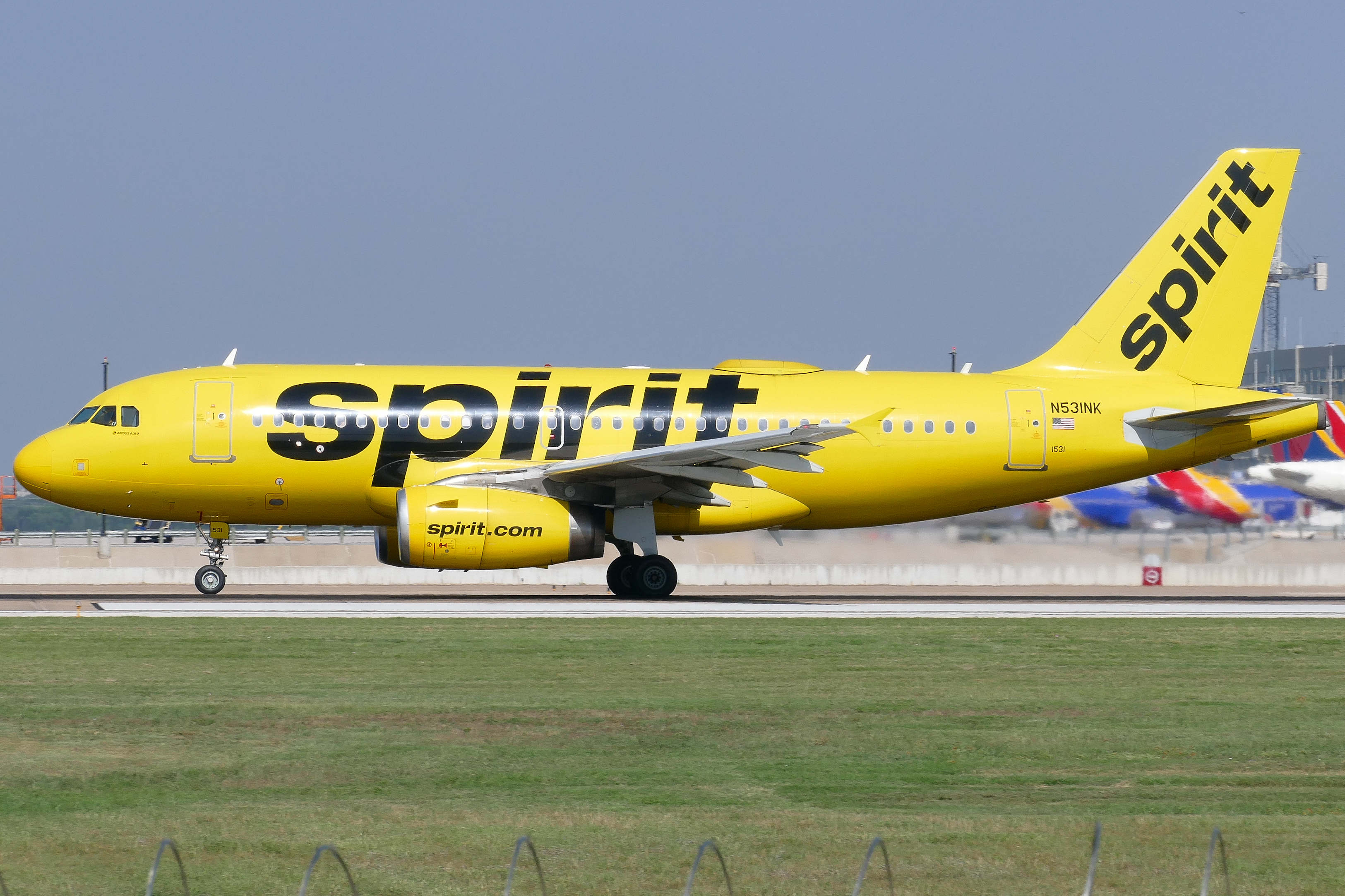 Full size: Spirit Airlines Airbus A319 N531NK at Austin-Bergstrom International Airport