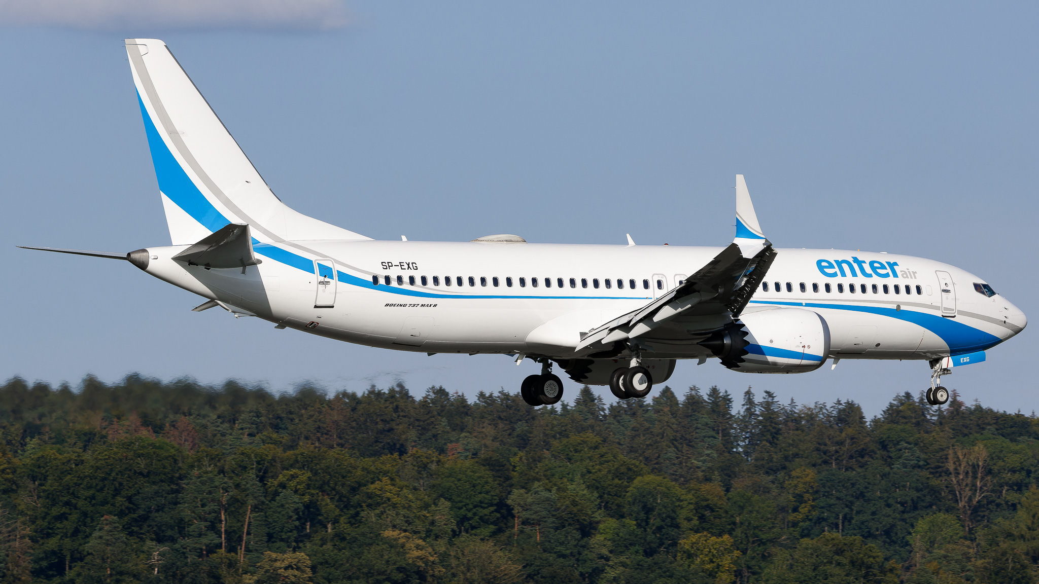 Full size: Enter Air Boeing 737 MAX 8 SP-EXG at Zurich-Kloten Airport