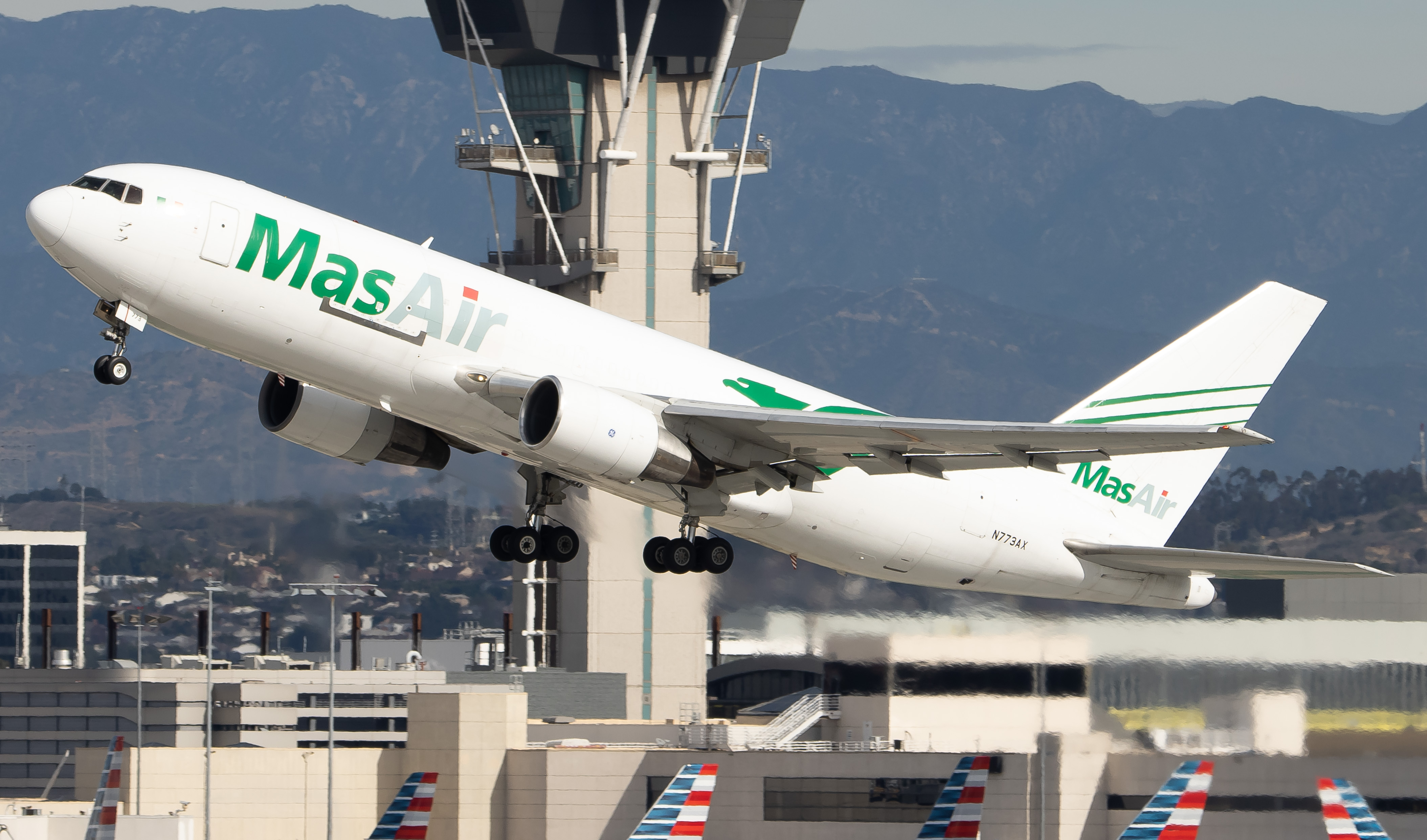 Full size: MasAir Boeing 767-200F N773AX at Los Angeles International Airport