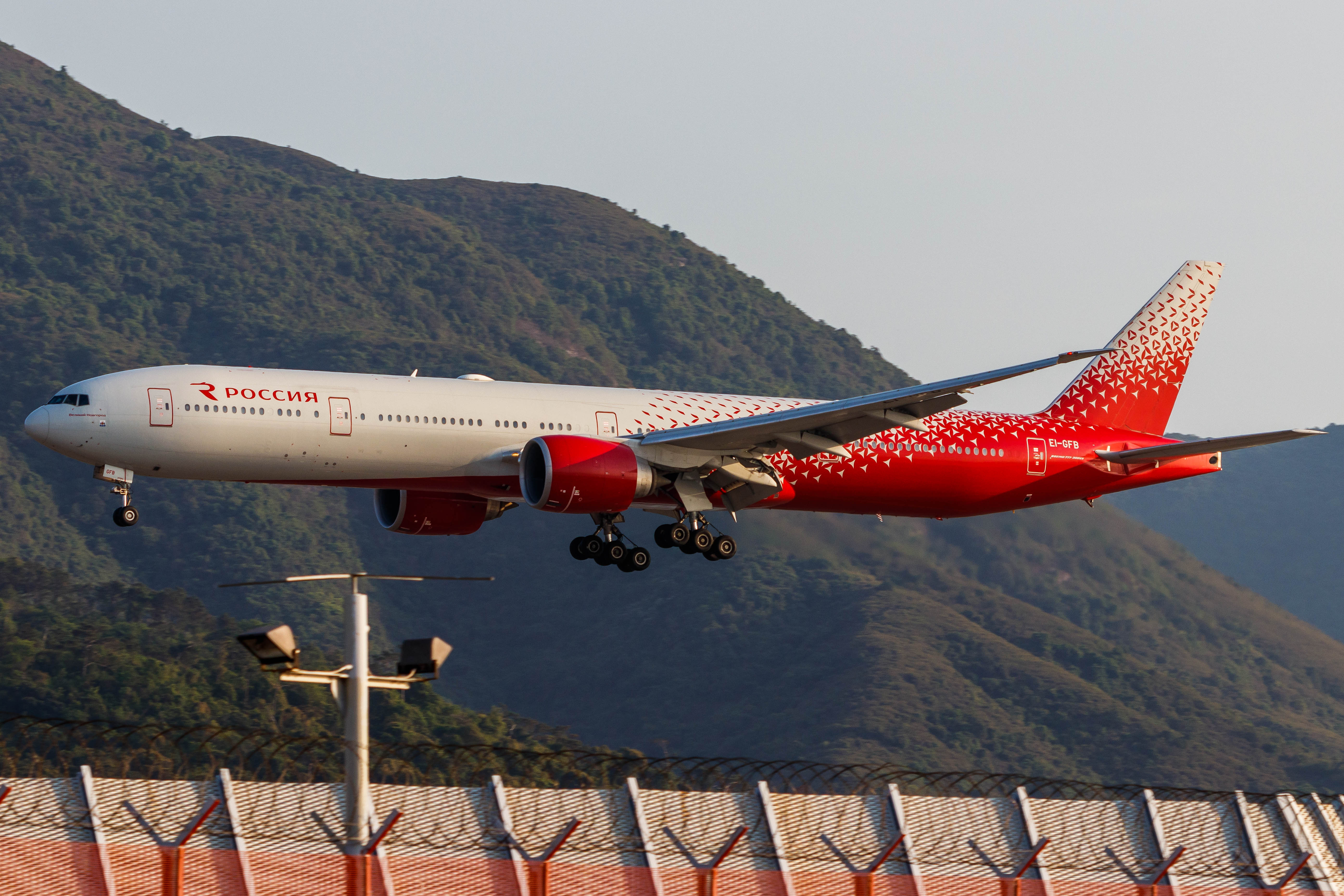 Full size: Rossiya Boeing 777-300ER EI-GFB at Hong Kong International Airport
