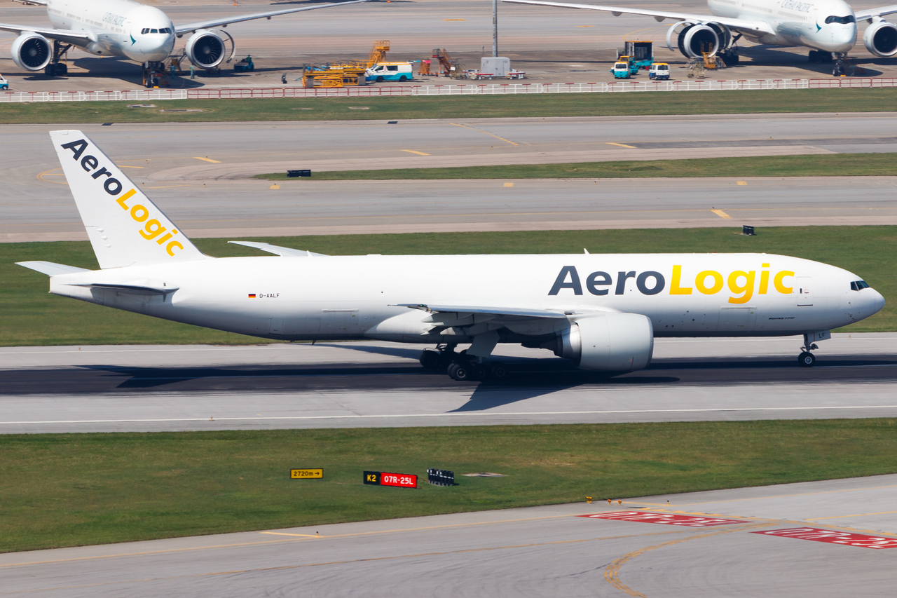 Full size: Aerologic Boeing 777-F D-AALF at Hong Kong International Airport