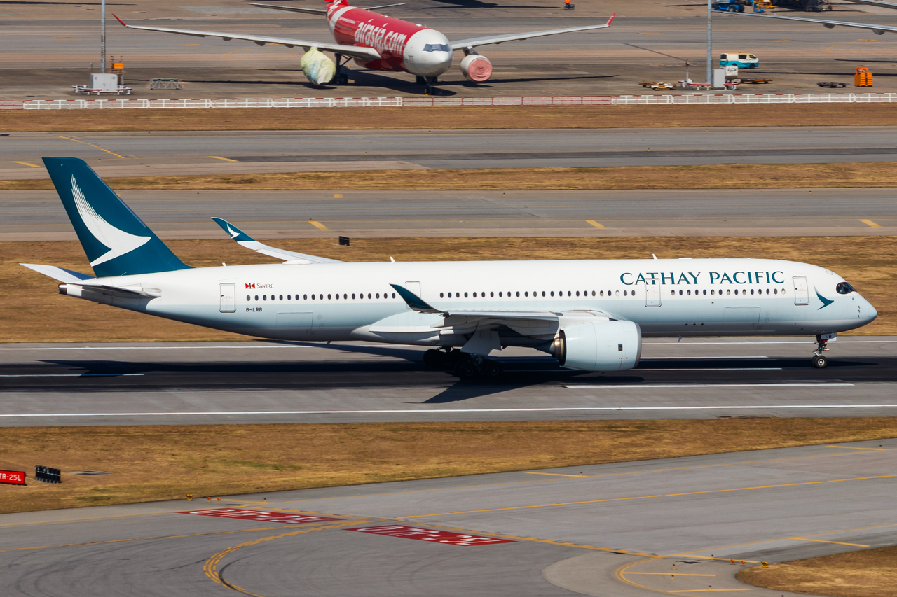 Full size: Cathay Pacific Airbus A350-900 B-LRB at Hong Kong International Airport