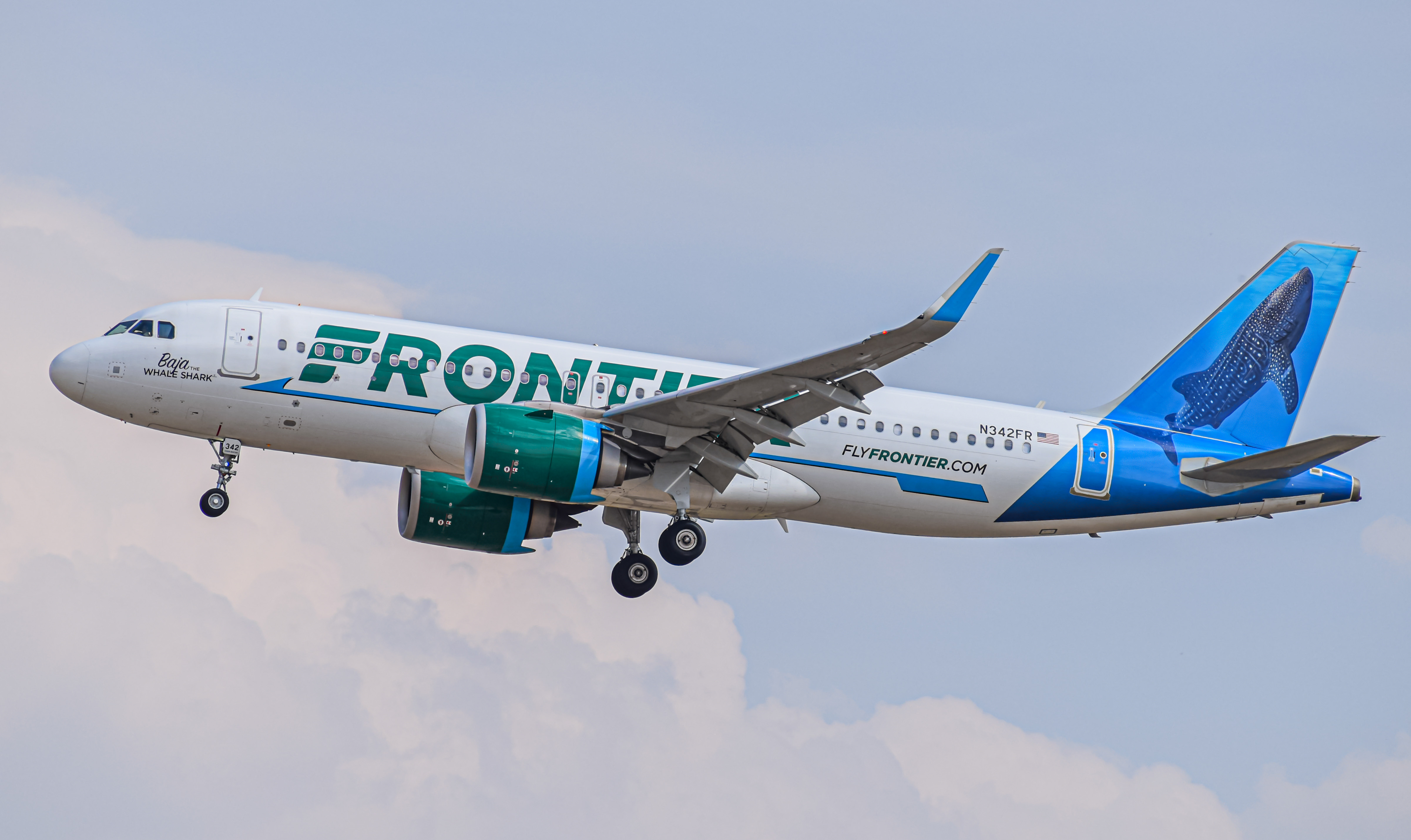 Full size: Frontier Airlines Airbus A320NEO N342FR at Denver International Airport