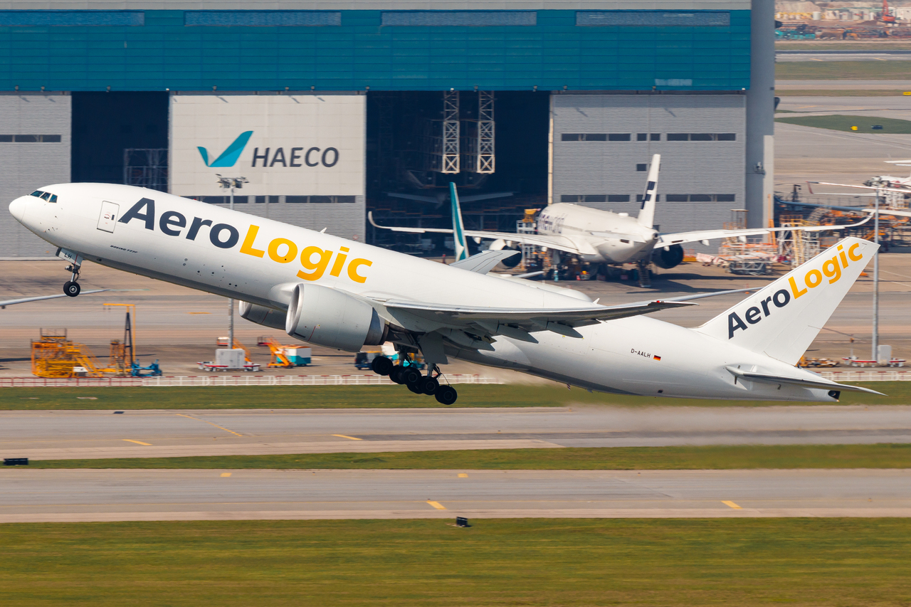 Full size: Aerologic Boeing 777-F D-AALH at Hong Kong International Airport