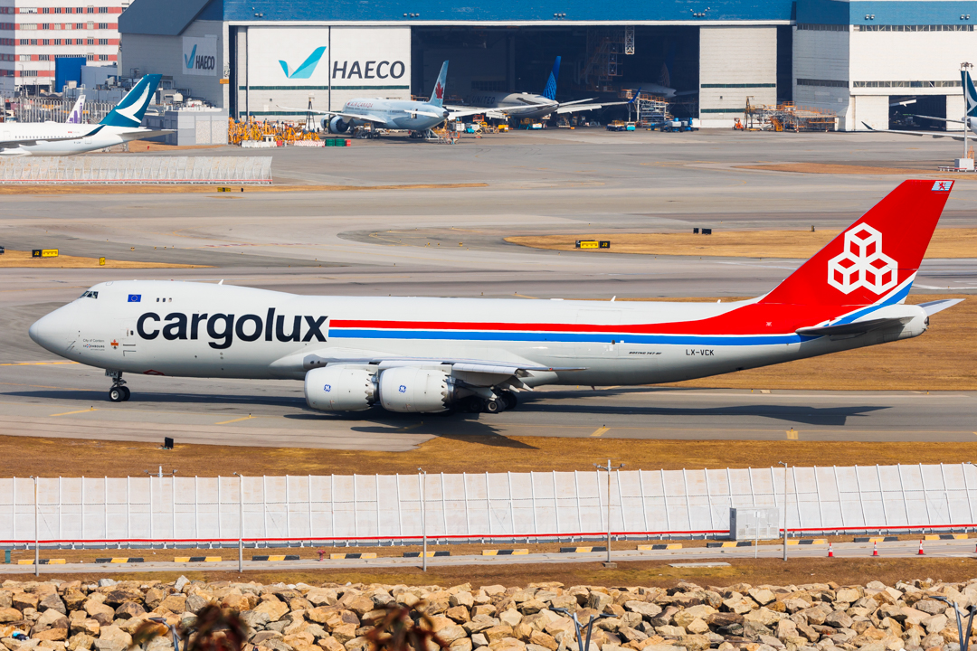 Full size: CargoLux Boeing 747-8F LX-VCK at Hong Kong International Airport