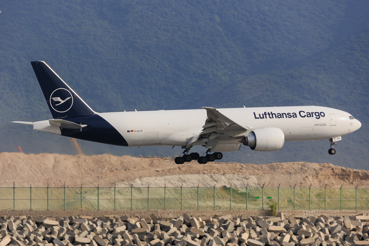 Full size: Lufthansa Cargo Boeing 777-F D-ALFH at Hong Kong International Airport