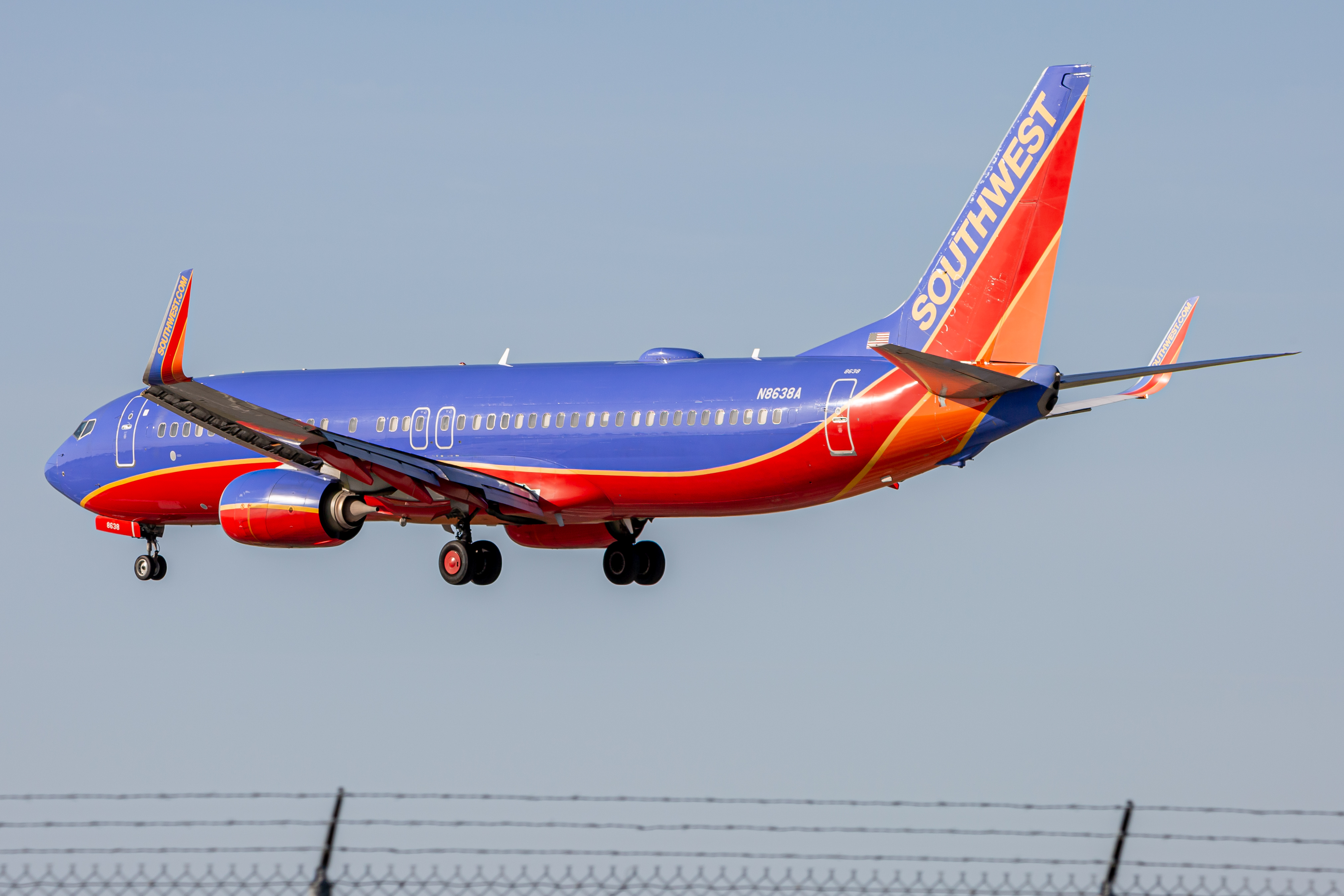 Full size: Southwest Airlines Boeing 737-800 N8638A at Baltimore/Washington International Thurgood Marshall Airport