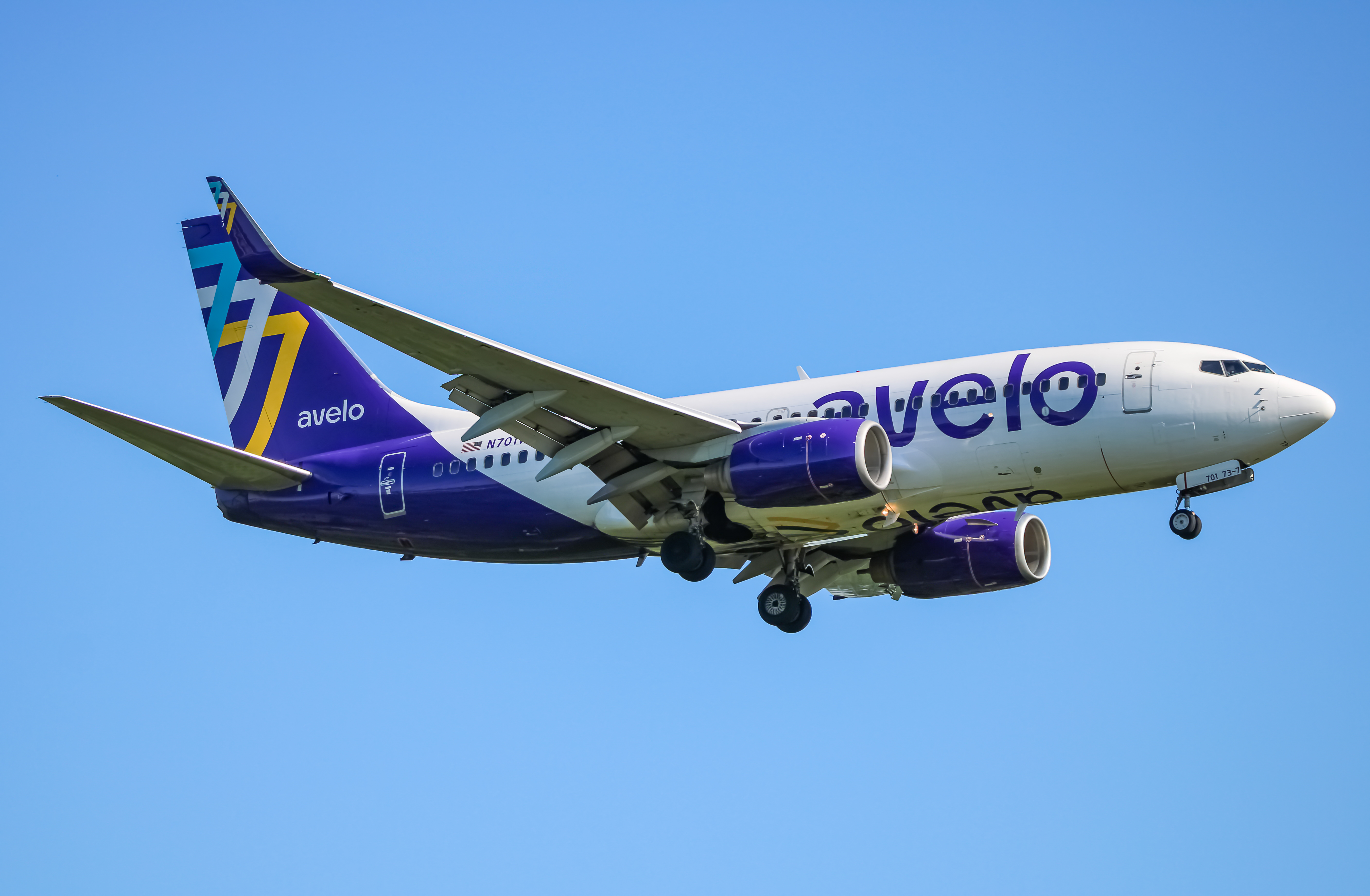 Full size: Avelo Airlines Boeing 737-700 N701VL at Baltimore/Washington International Thurgood Marshall Airport