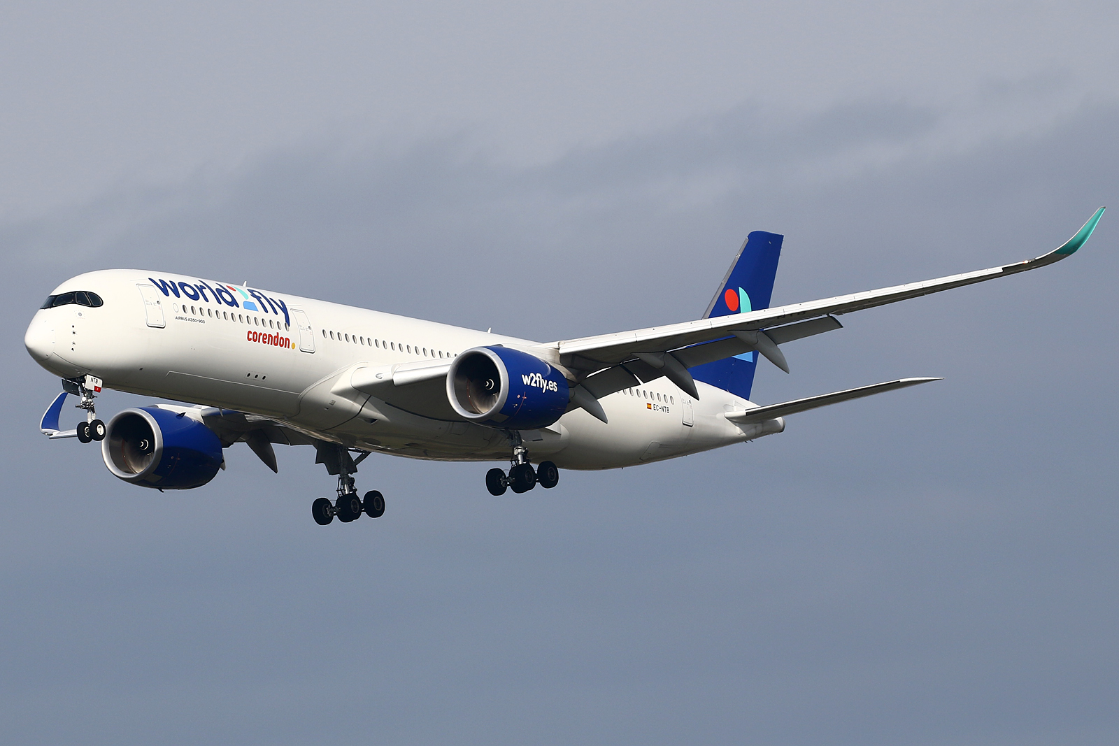 Full size: World2Fly Airbus A350-900 EC-NTB at Amsterdam Schiphol Airport