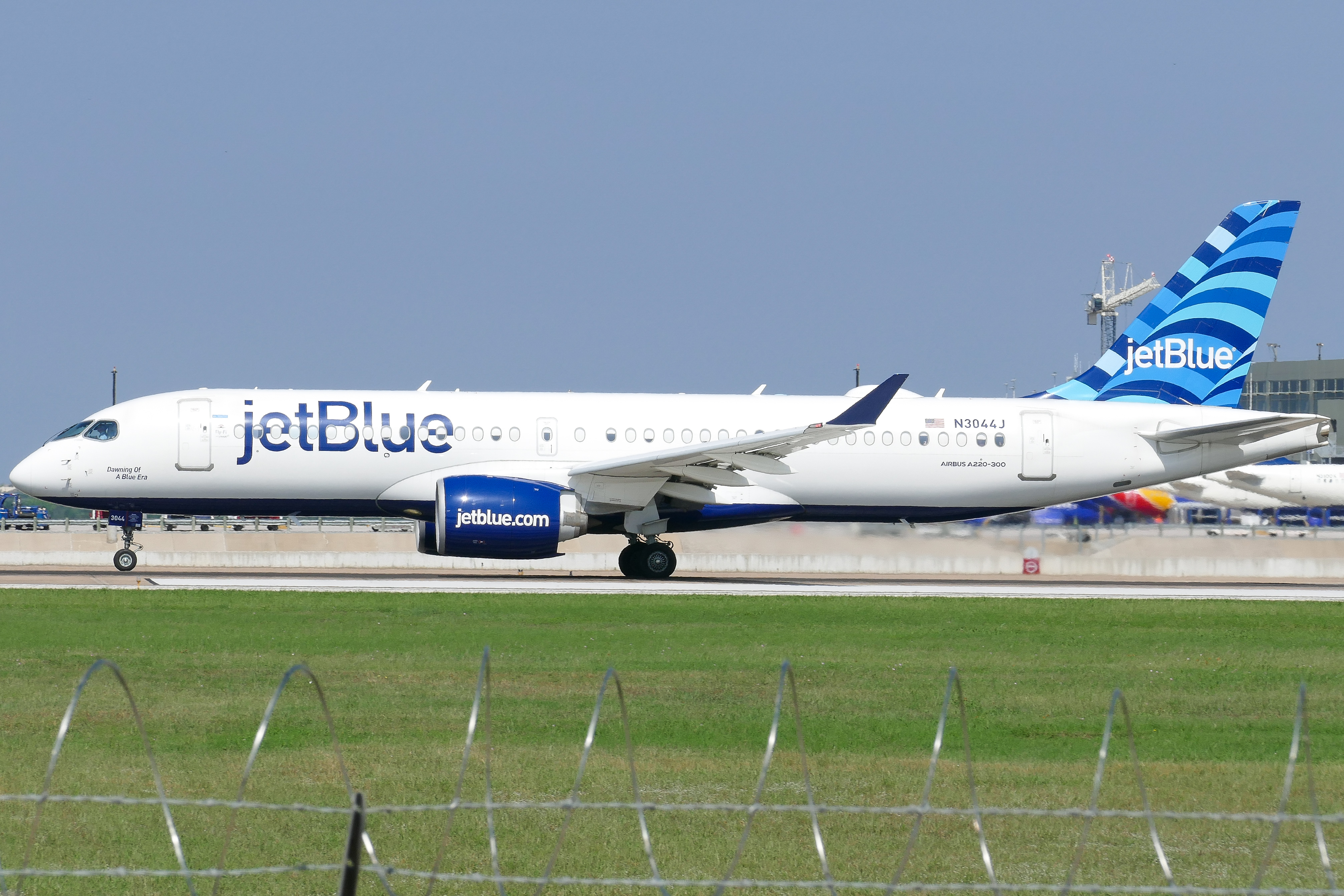 Full size: JetBlue Airways Airbus A220-300 N3044J at Austin-Bergstrom International Airport