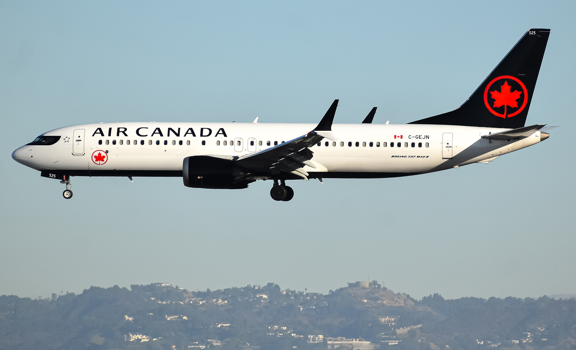 Full size: Air Canada Boeing 737 MAX 8 C-GEJN at Los Angeles International Airport