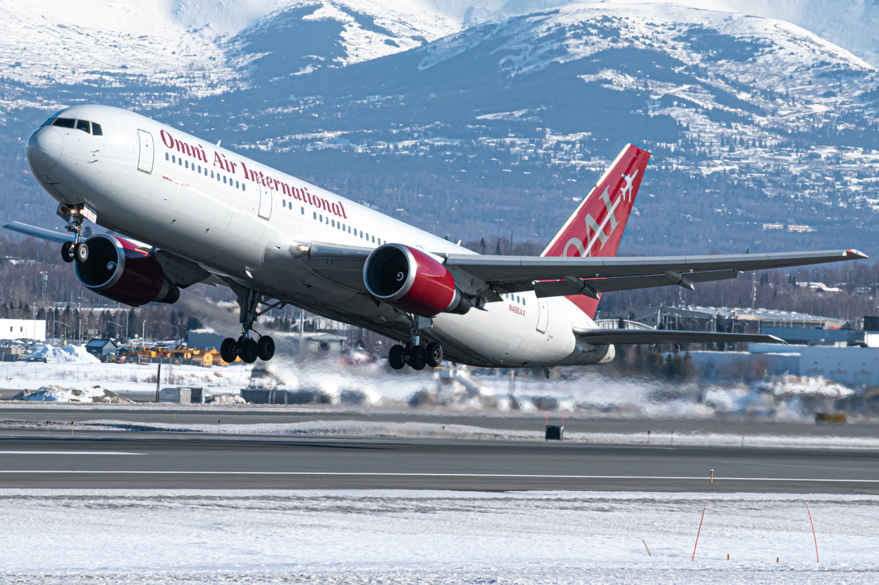 Full size: Omni Air International Boeing 767-300ER N486AX at Anchorage Ted Stevens International Airport