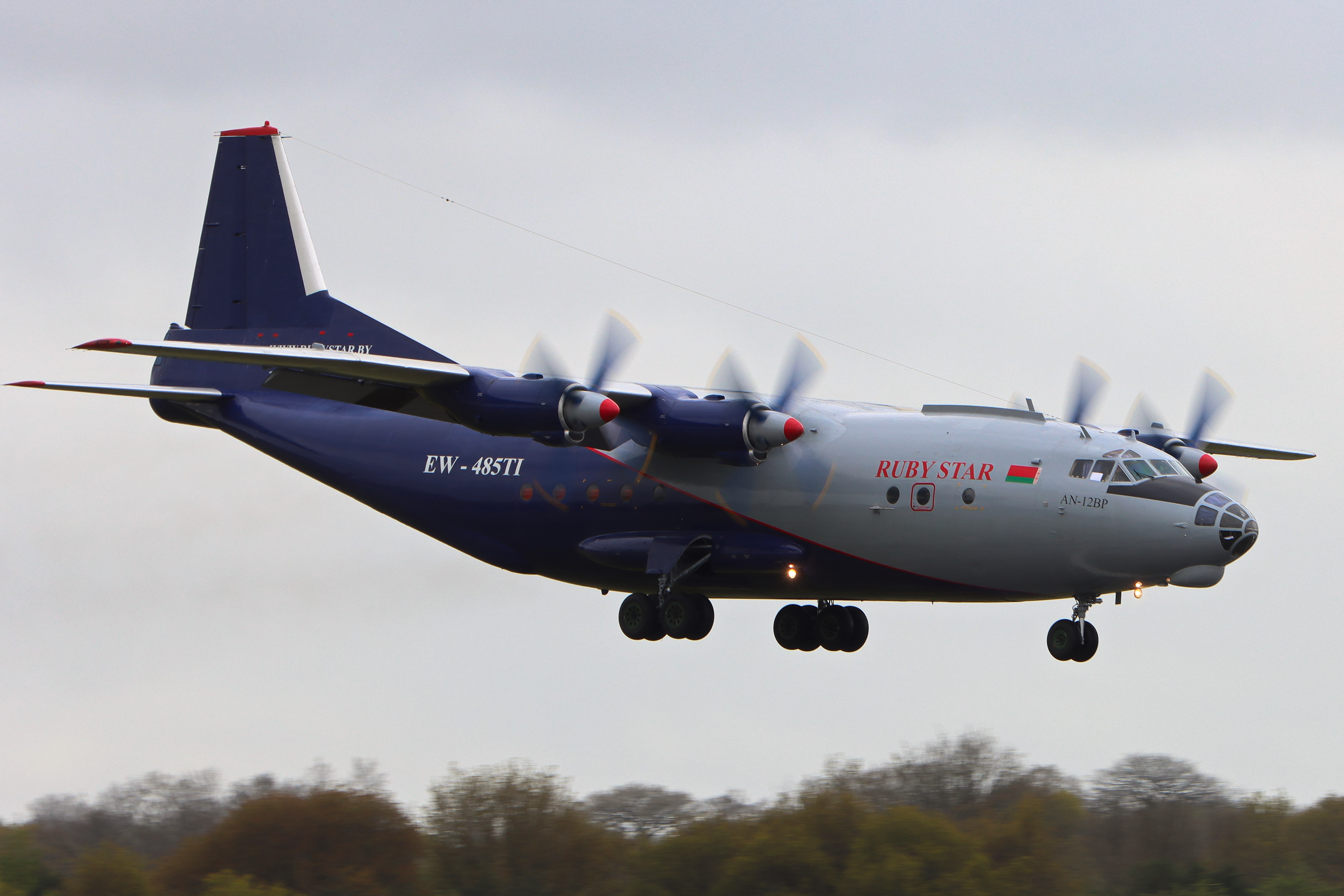 Full size: Rubystar Airways  Antonov An-12 EW-485TI at Birmingham Airport