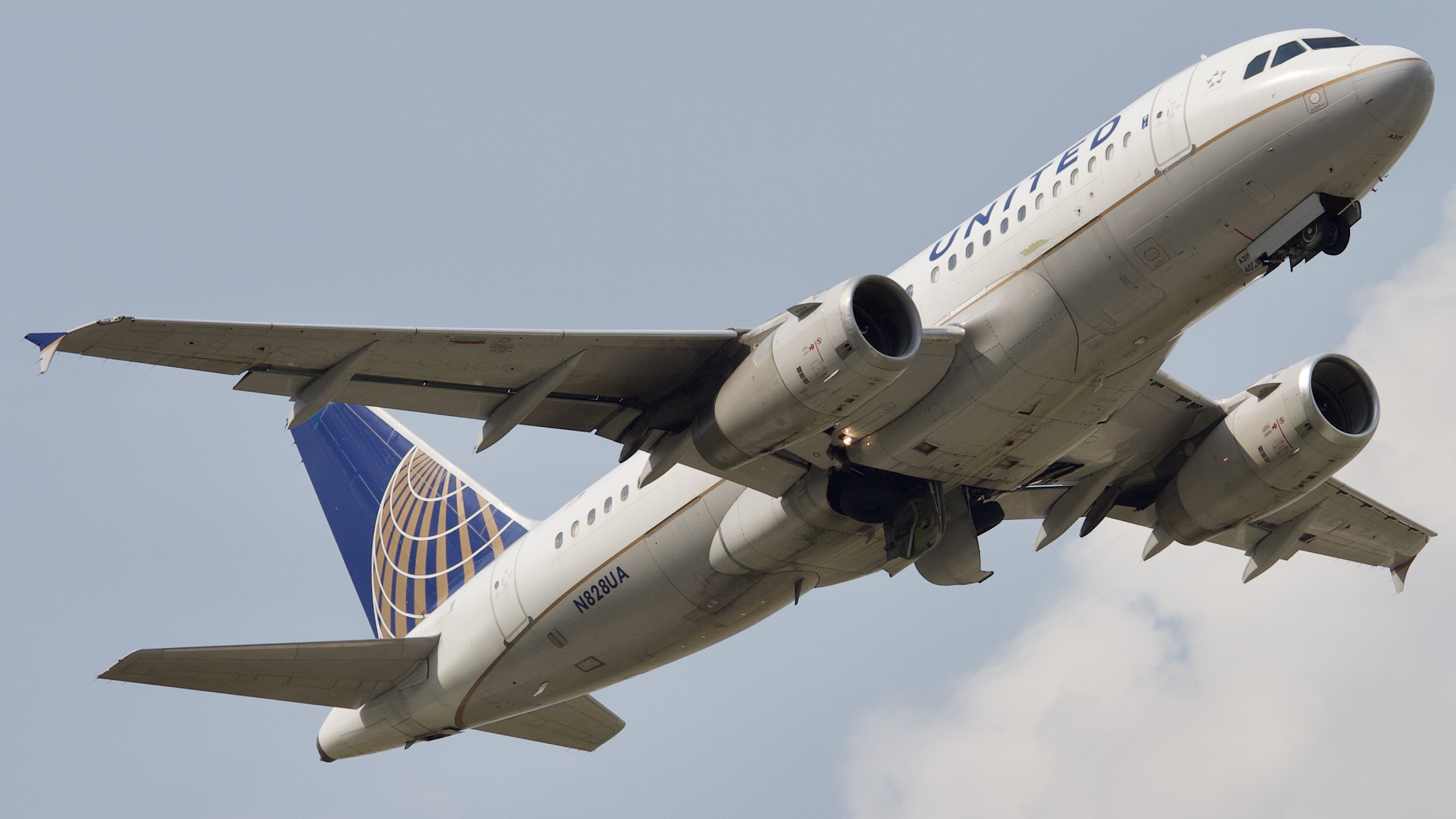 Full size: United Airlines Airbus A319 N828UA at Houston-George Bush Intercontinental Airport