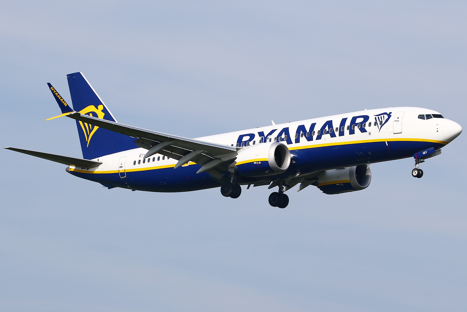 Full size: RyanAir Boeing 737 MAX8-200 MAX EI-HEV at Eindhoven Airport
