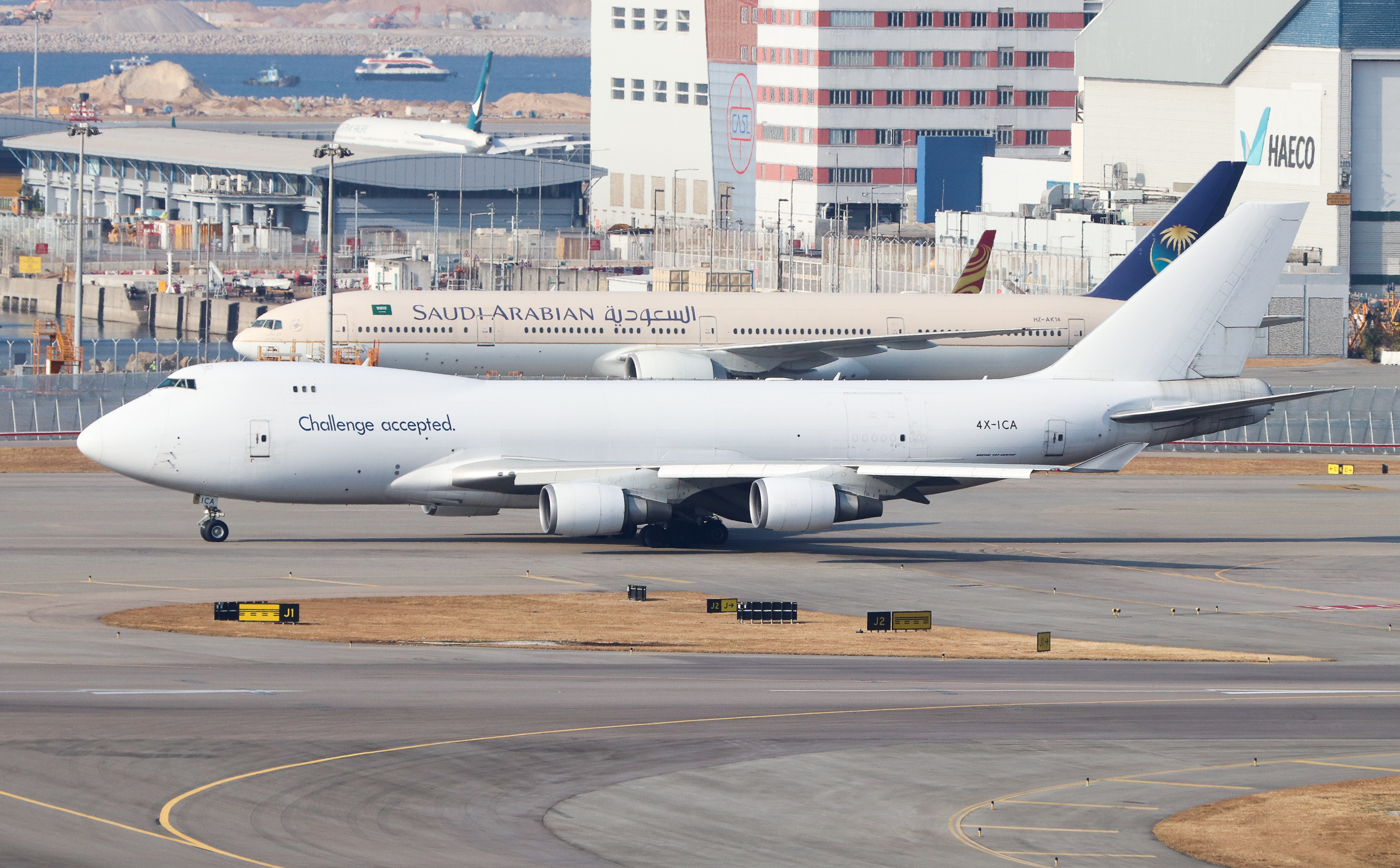 Full size: CAL Cargo Airlines Boeing 747-400F 4X-ICA at Hong Kong International Airport
