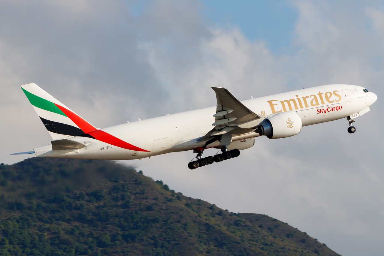 Full size: Emirates SkyCargo Boeing 777-F A6-EFJ at Hong Kong International Airport