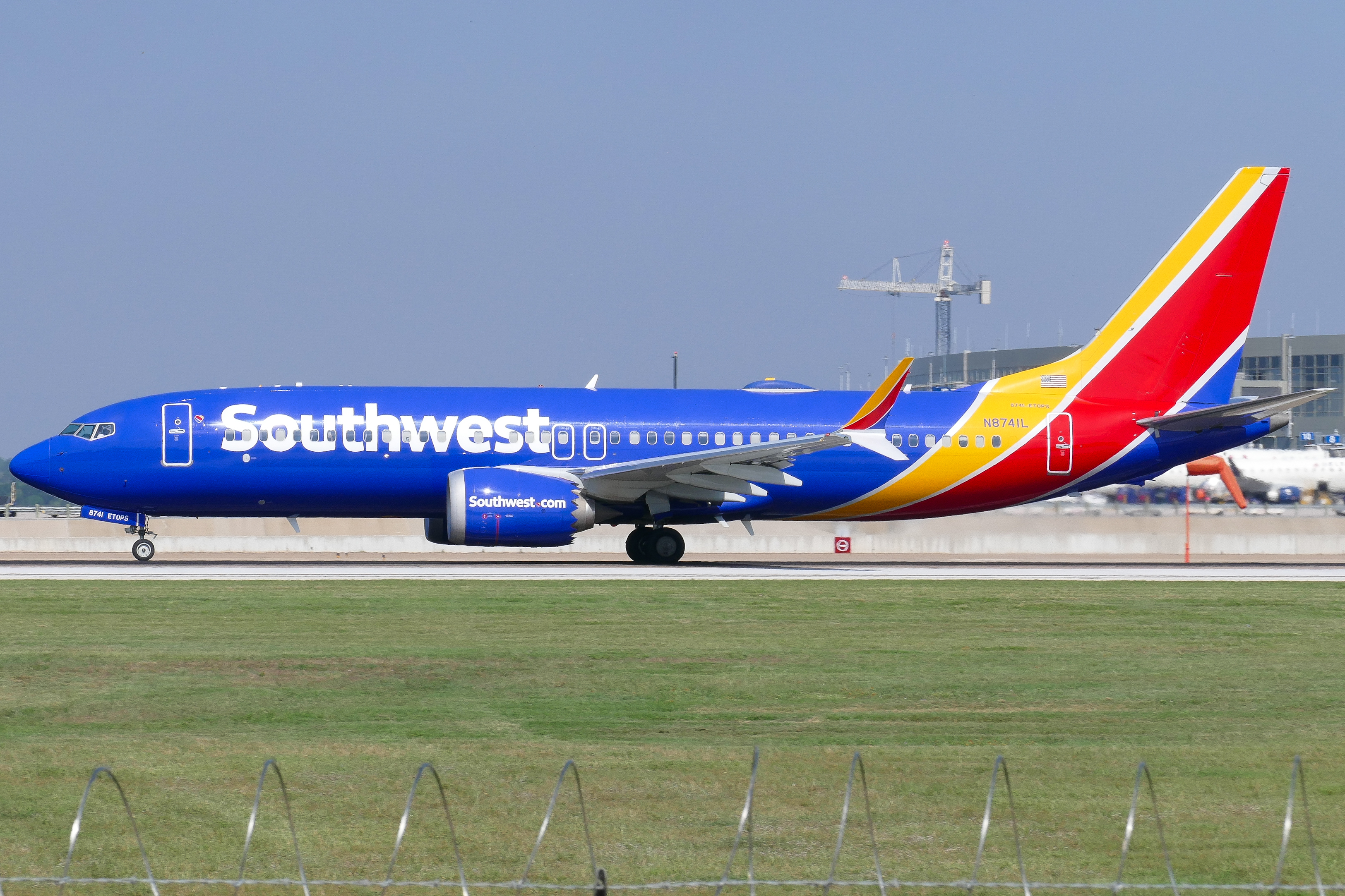 Full size: Southwest Airlines Boeing 737 MAX 8 N8741L at Austin-Bergstrom International Airport