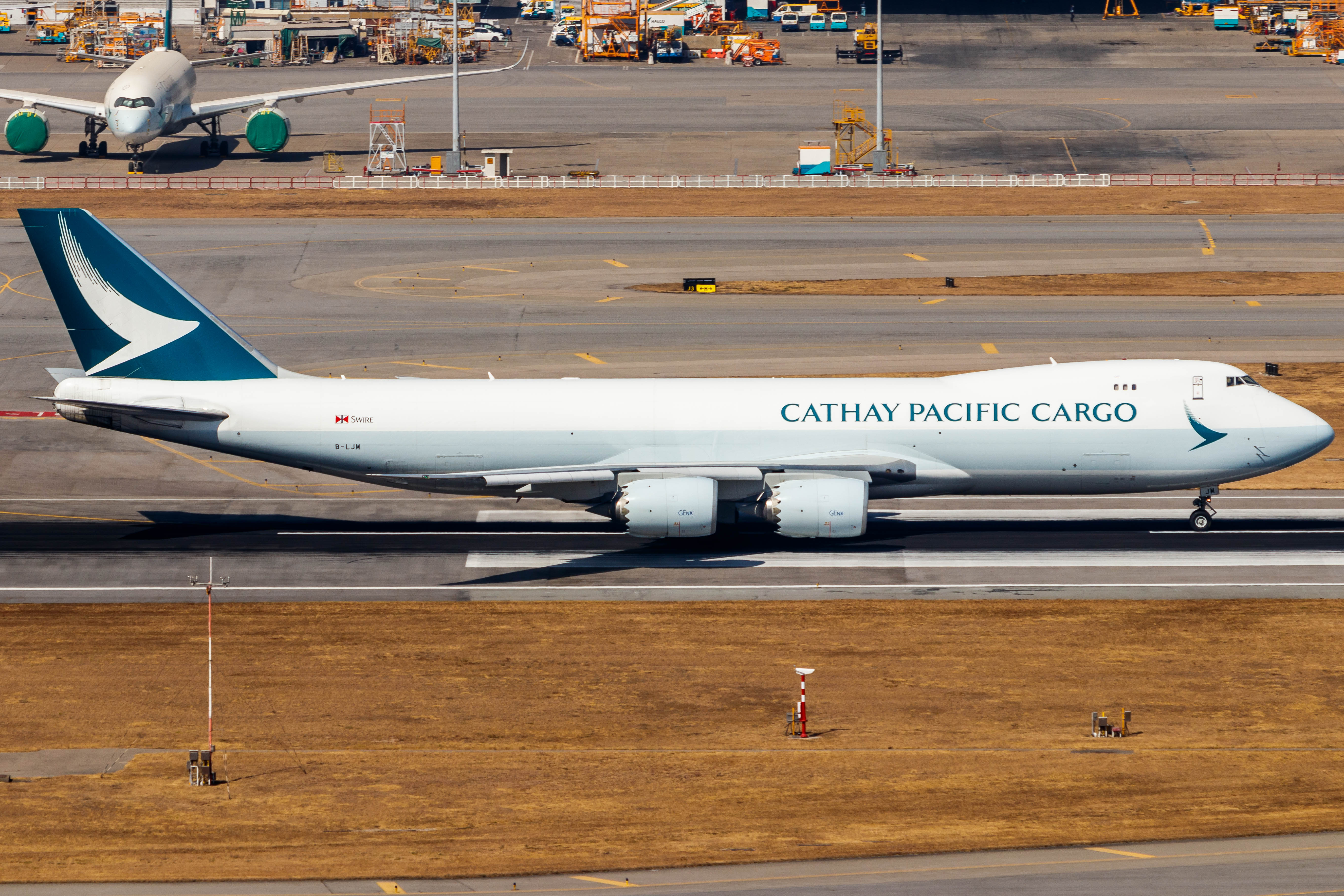 Full size: Cathay Pacific Cargo Boeing 747-8F B-LJM at Hong Kong International Airport