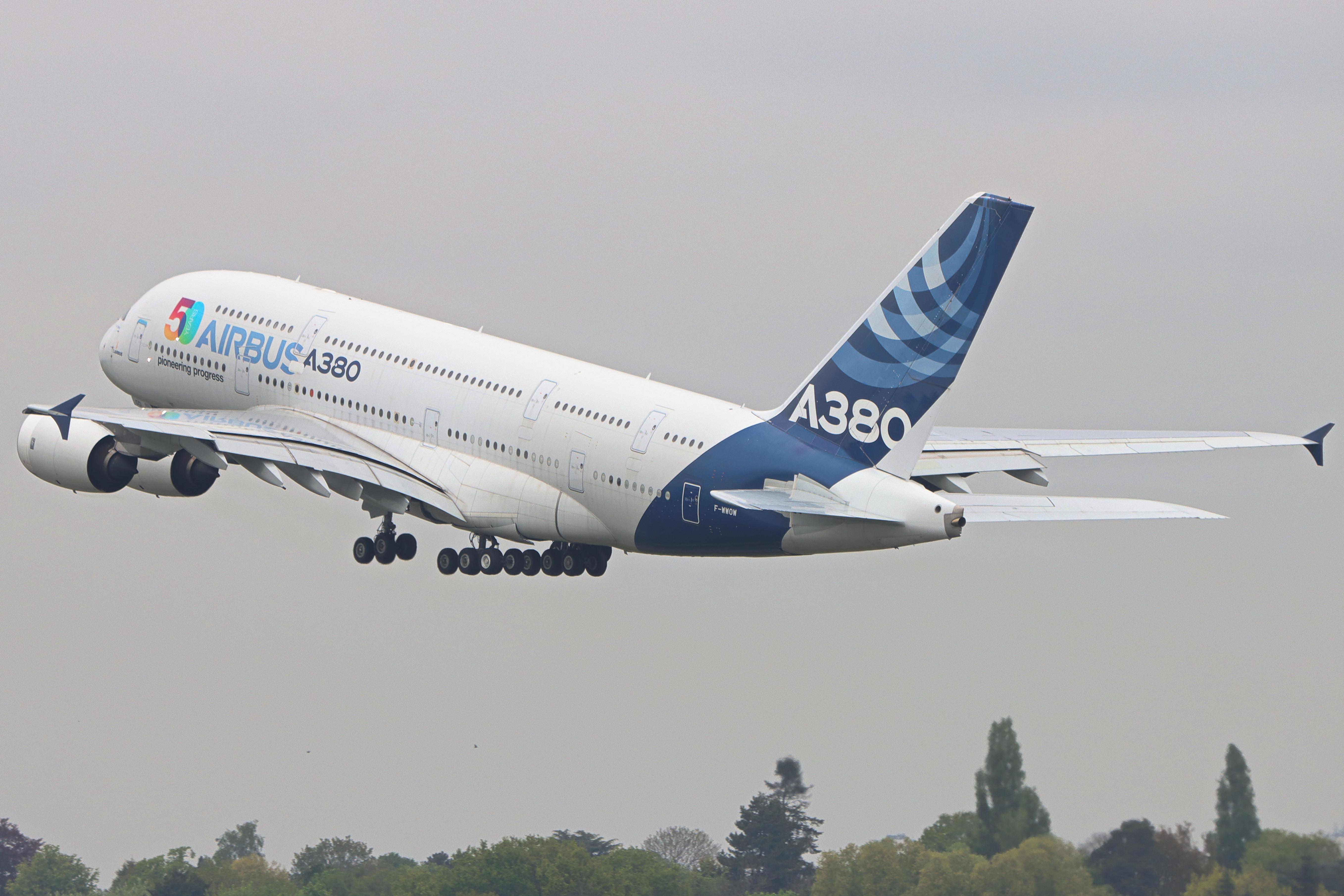 Full size: Airbus Airbus A380-800 F-WWOW at Birmingham Airport