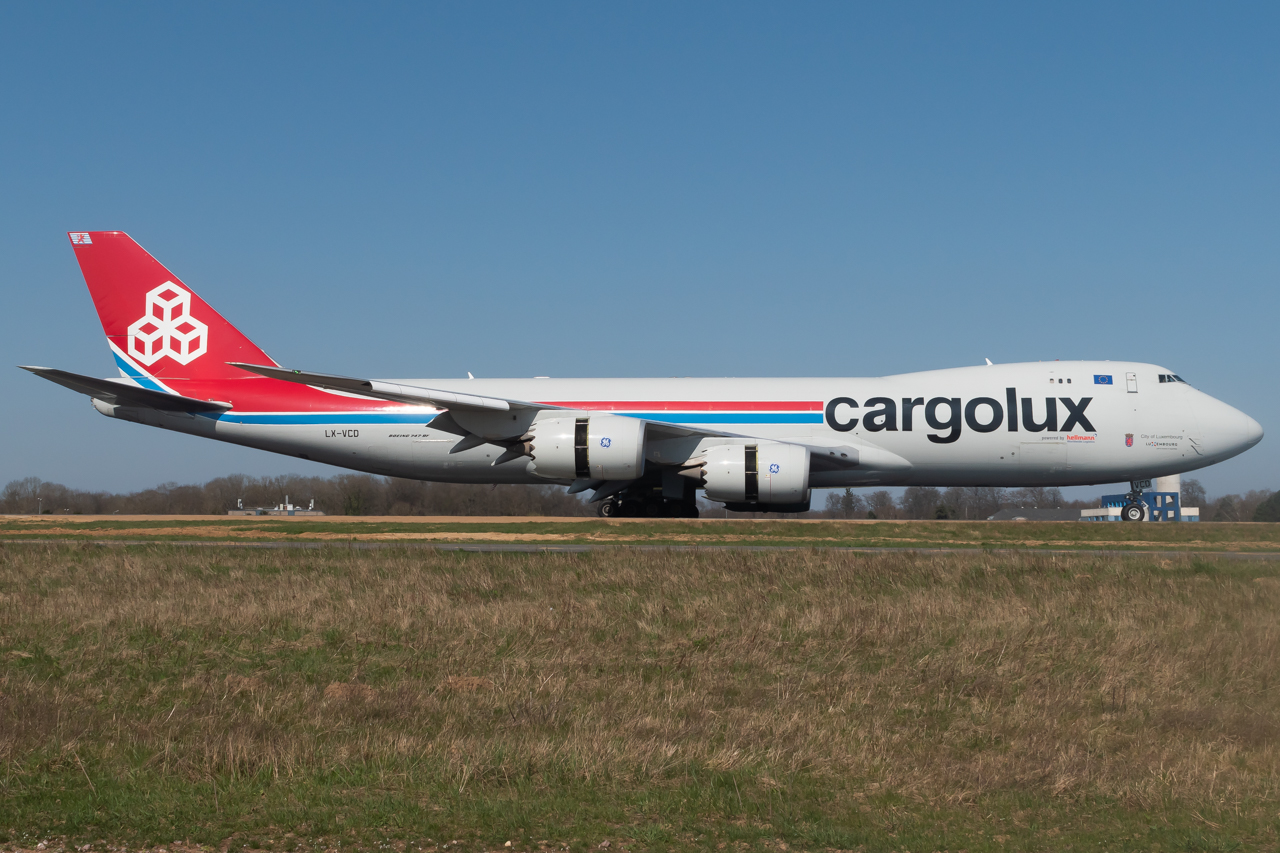 Full size: CargoLux Boeing 747-8F LX-VCD at Luxembourg Findel Airport