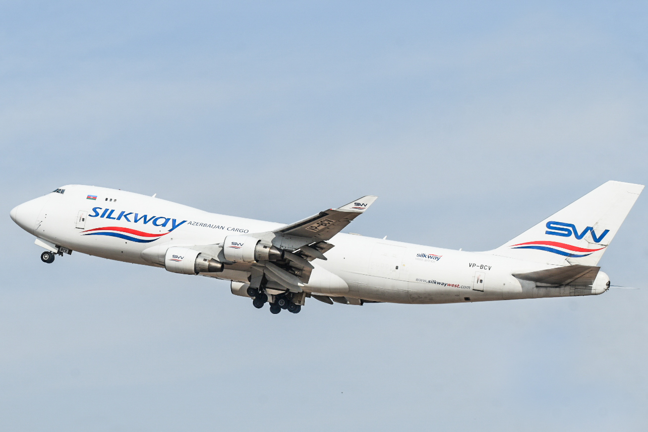 Full size: Silkway Boeing 747-400 VP-BCV at Tel Aviv-Ben Gurion Airport