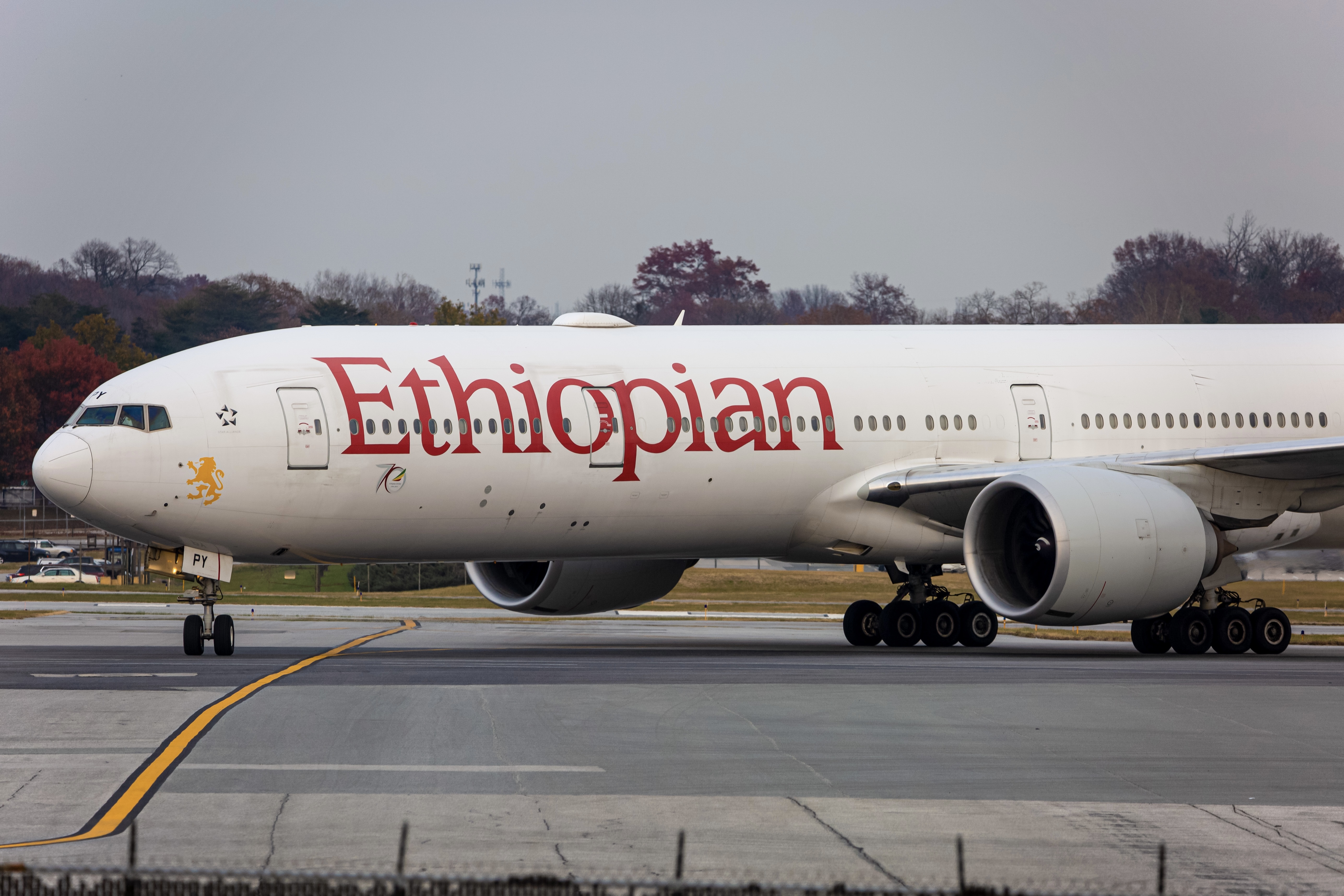 Full size: Ethiopian Airlines Boeing 777-300ER ET-APY at Baltimore/Washington International Thurgood Marshall Airport