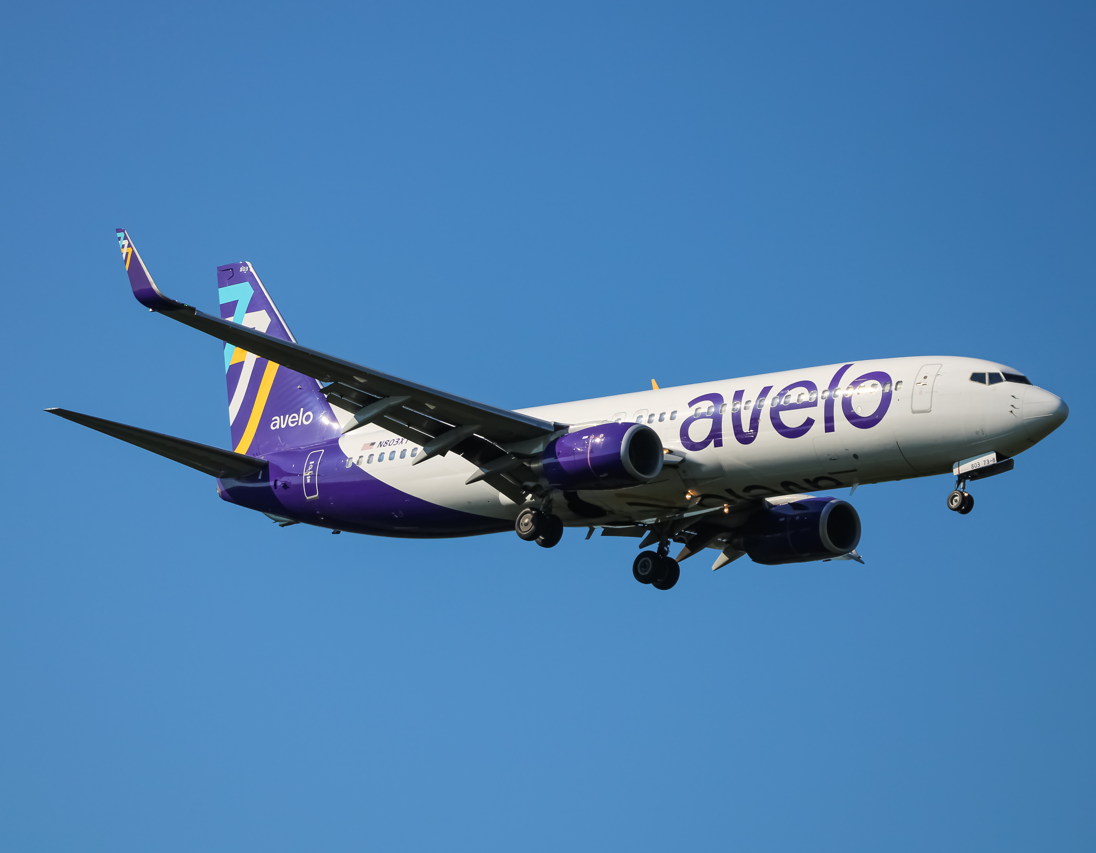 Full size: Avelo Airlines Boeing 737-800 N803XT at Baltimore/Washington International Thurgood Marshall Airport