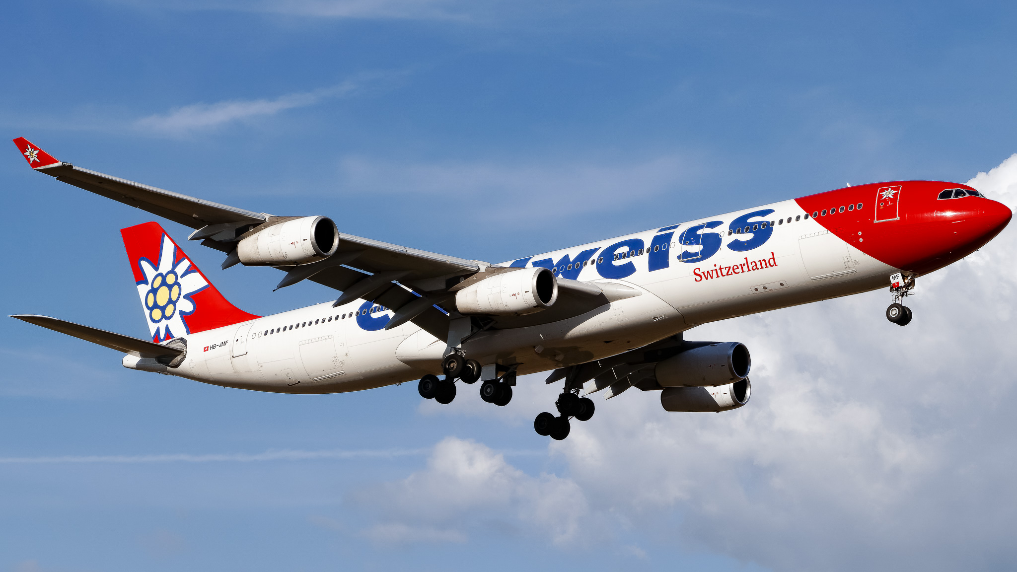 Full size: Edelweiss Air Airbus A340-300 HB-JMF at Tampa International Airport