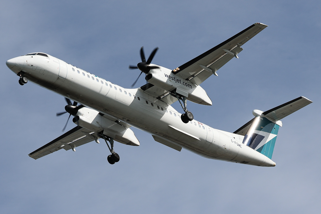 Full size: WestJet De Havilland Dash-8 q400 C-FQWE at General Edward Lawrence Logan International Airport
