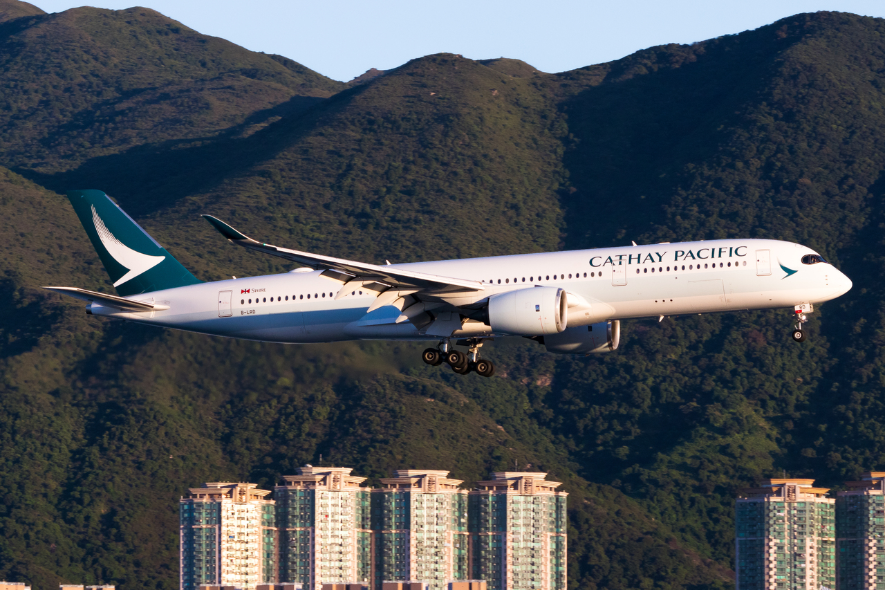 Full size: Cathay Pacific Airbus A350-900 B-LRD at Hong Kong International Airport