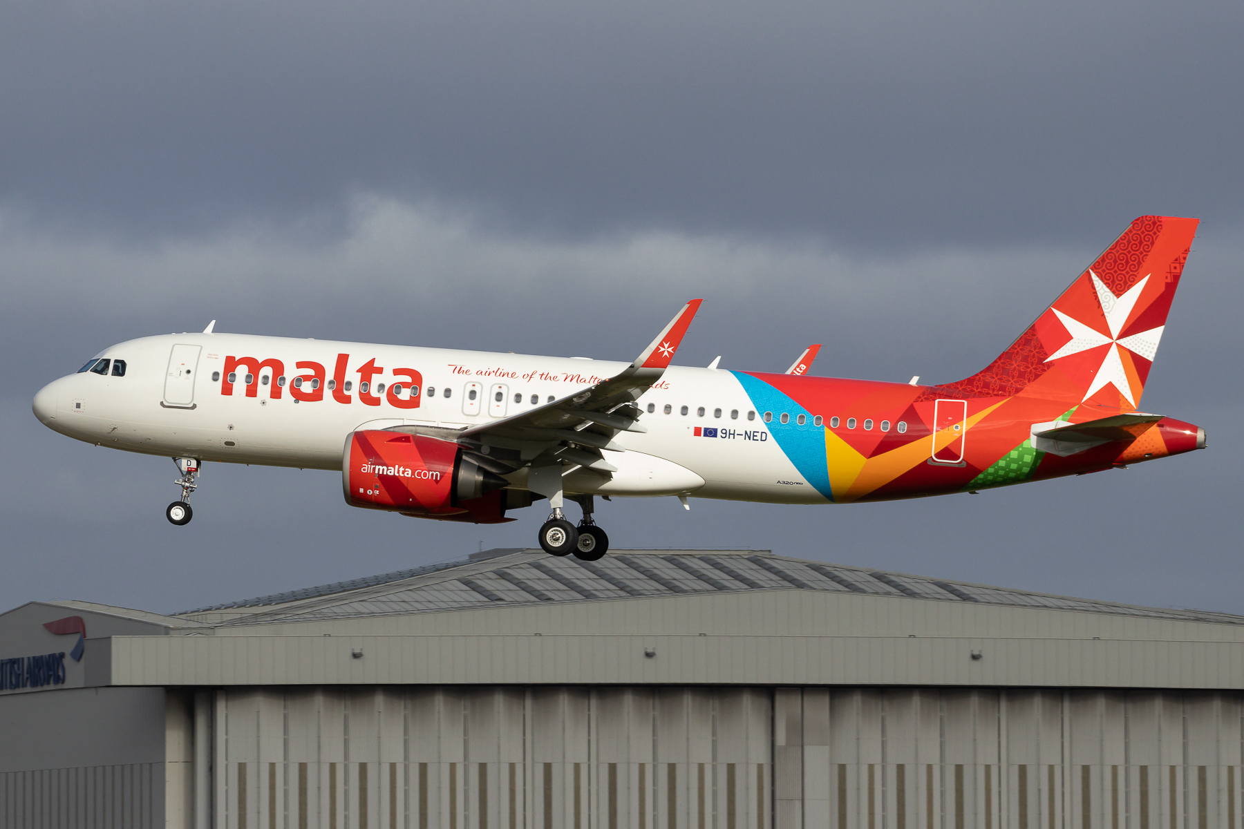 Full size: Air Malta Airbus A320NEO 9H-NED at London Heathrow International Airport