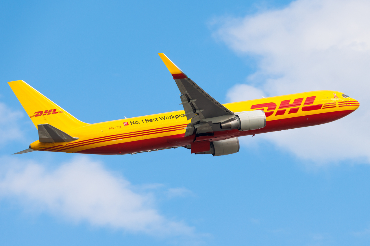 Full size: DHL Boeing 767-300F A9C-DHZ at Hong Kong International Airport