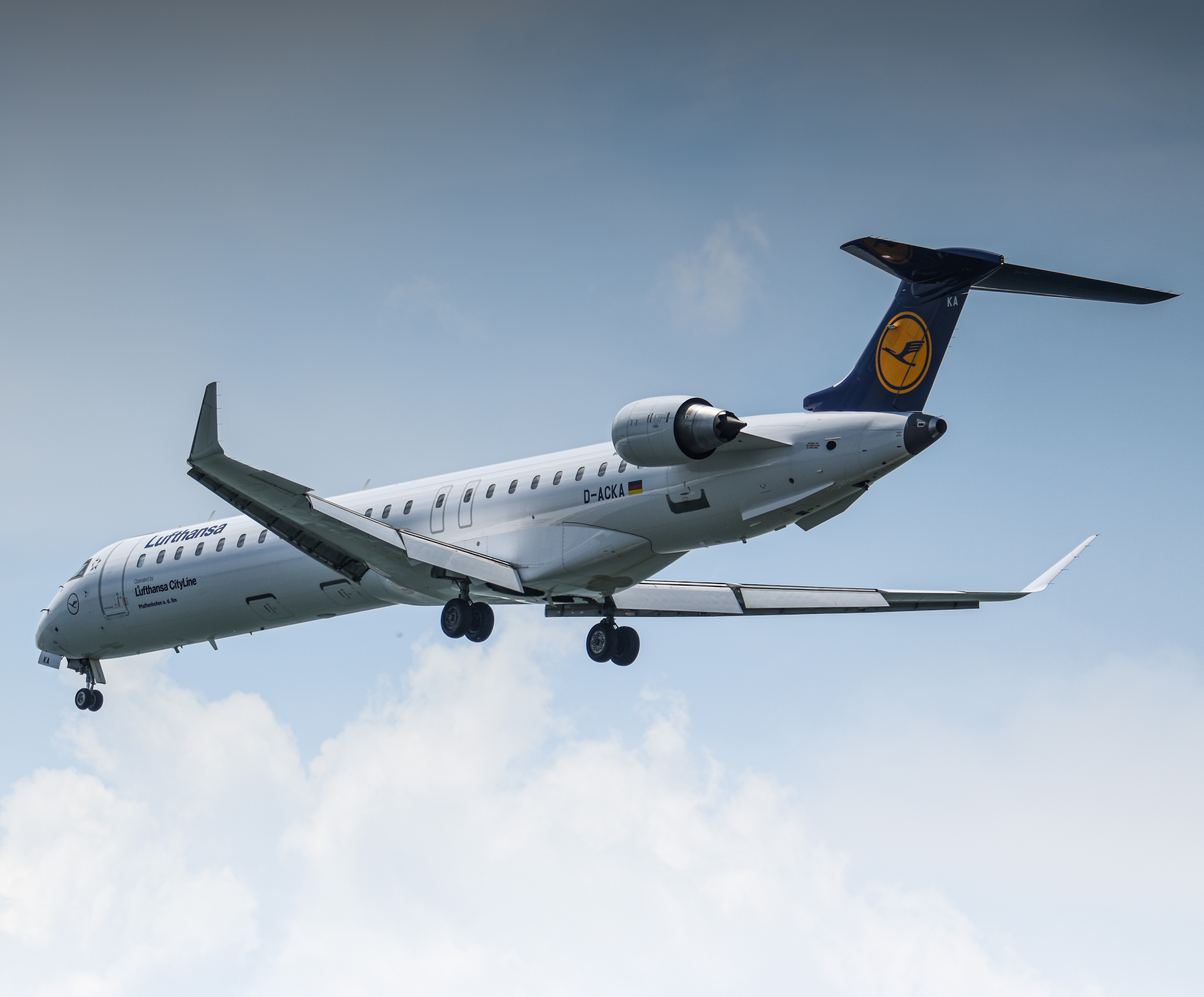 Full size: Lufthansa CityLine Mitsubishi CRJ-900 D-ACKA at General Edward Lawrence Logan International Airport