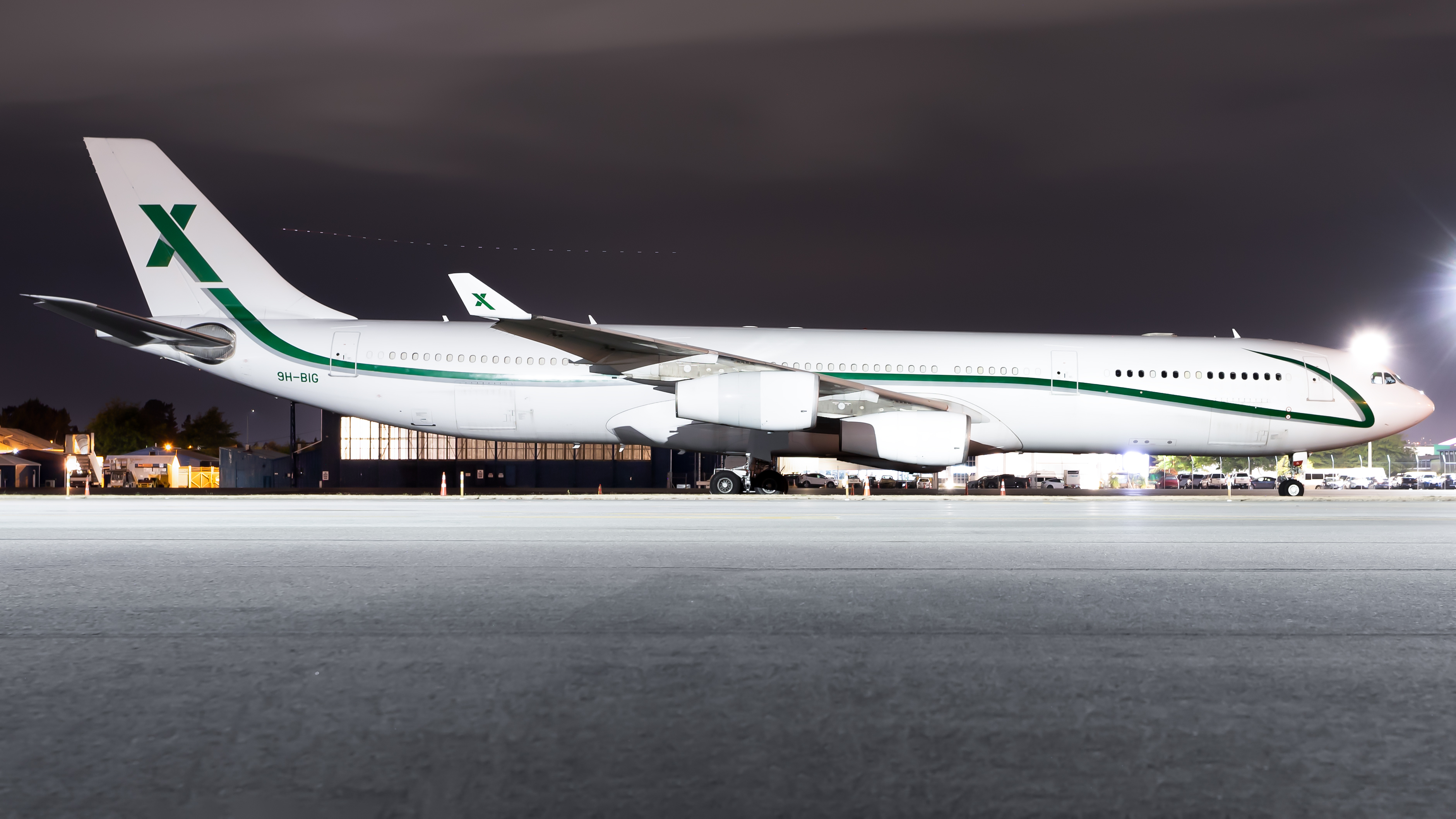 Full size: Air X Charter Airbus A340-300 9H-BIG at Christchurch International Airport