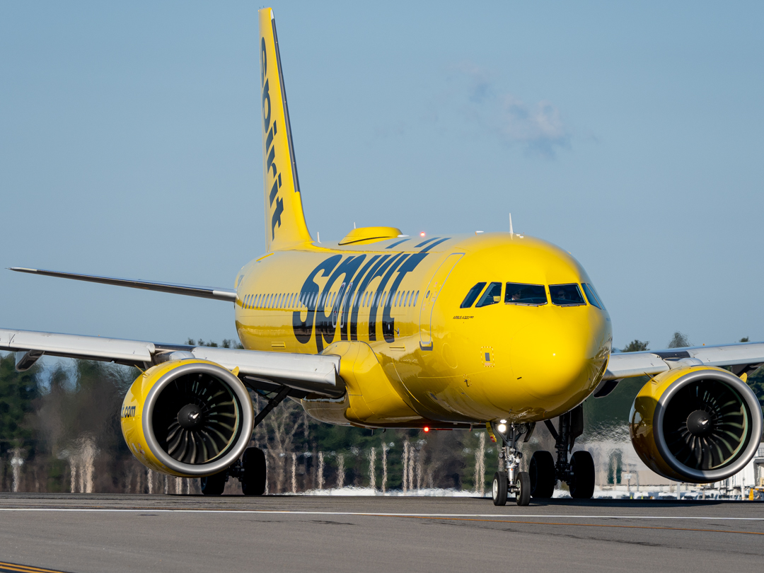 Full size: Spirit Airlines Airbus A320NEO N932NK at Manchester Airport